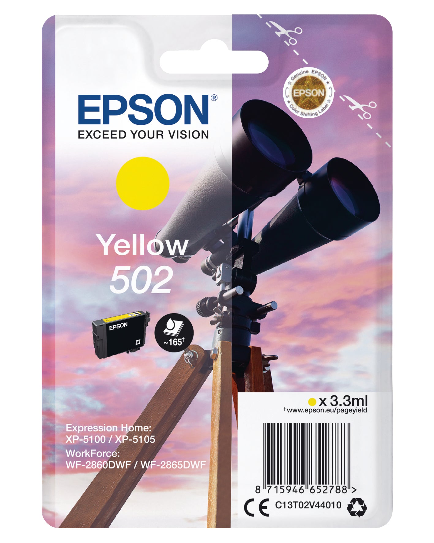 EPSON Cart. d'encre 502 yellow T02V440 WF-2860/XP-5100 160 pages