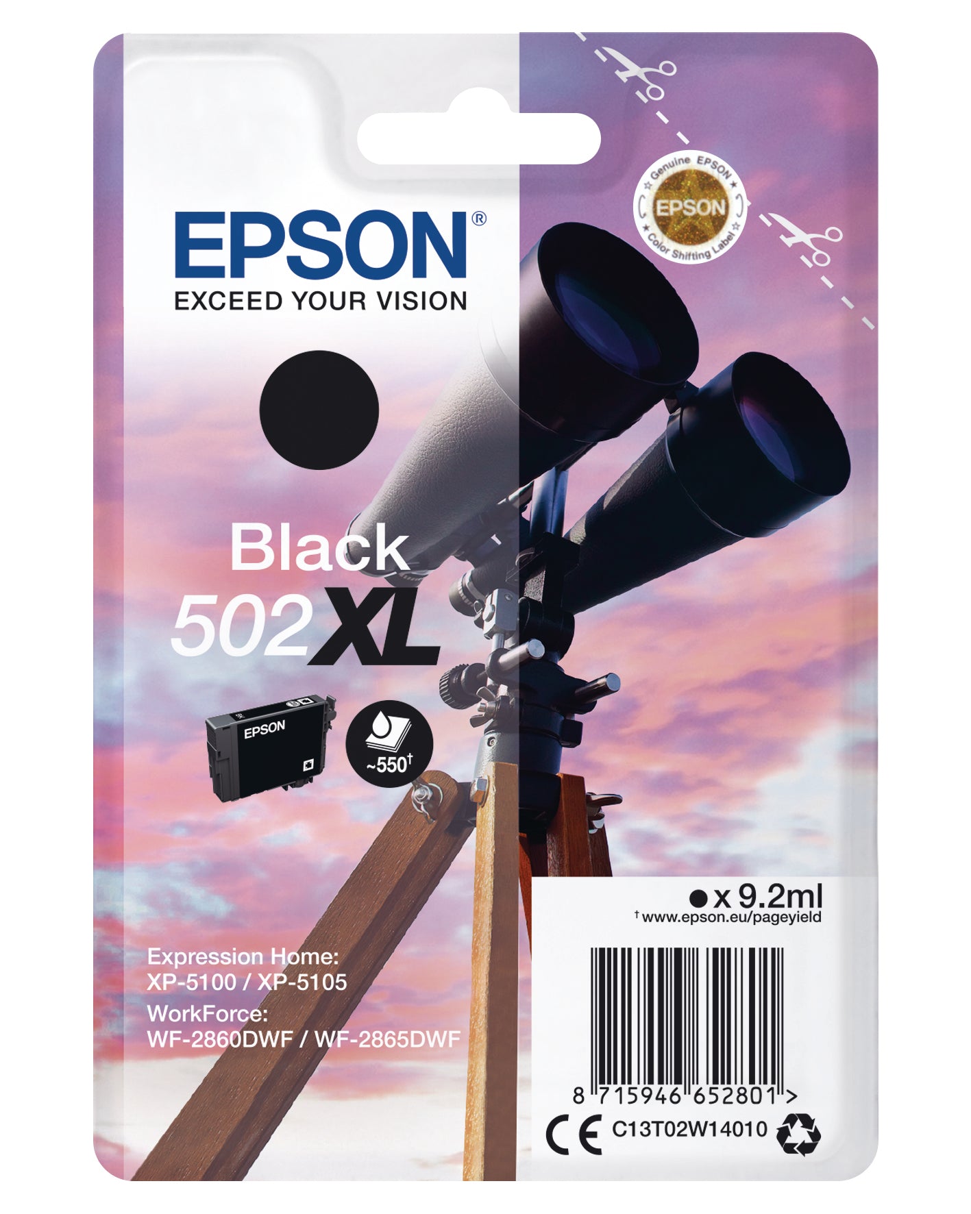 EPSON Cart. d'encre 502XL noir T02W140 WF-2860/XP-5100 550 pages