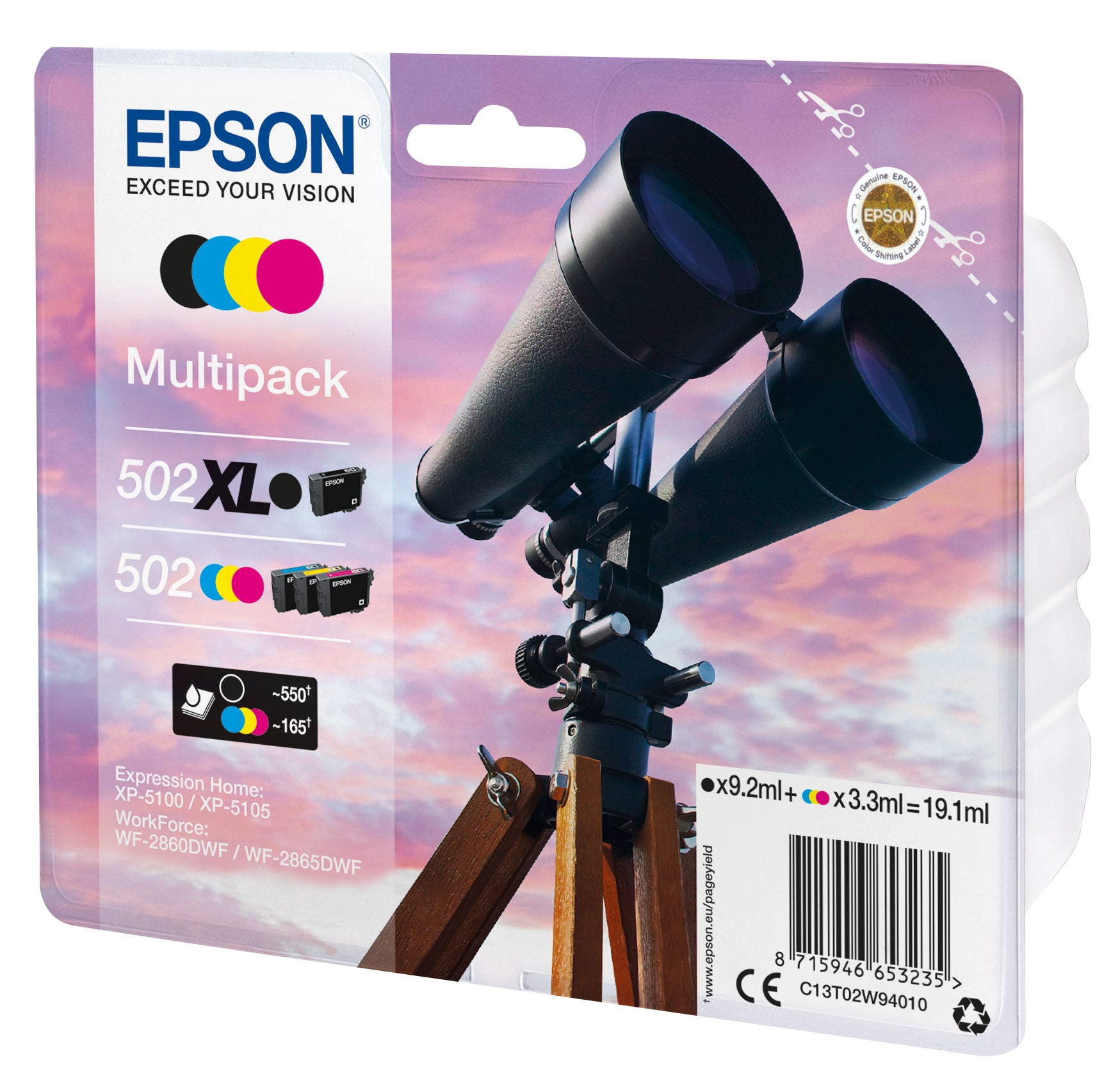 EPSON Multipack Encre XL/Std. BK/CMY T02W940 WF-2860/XP-5100 4-color