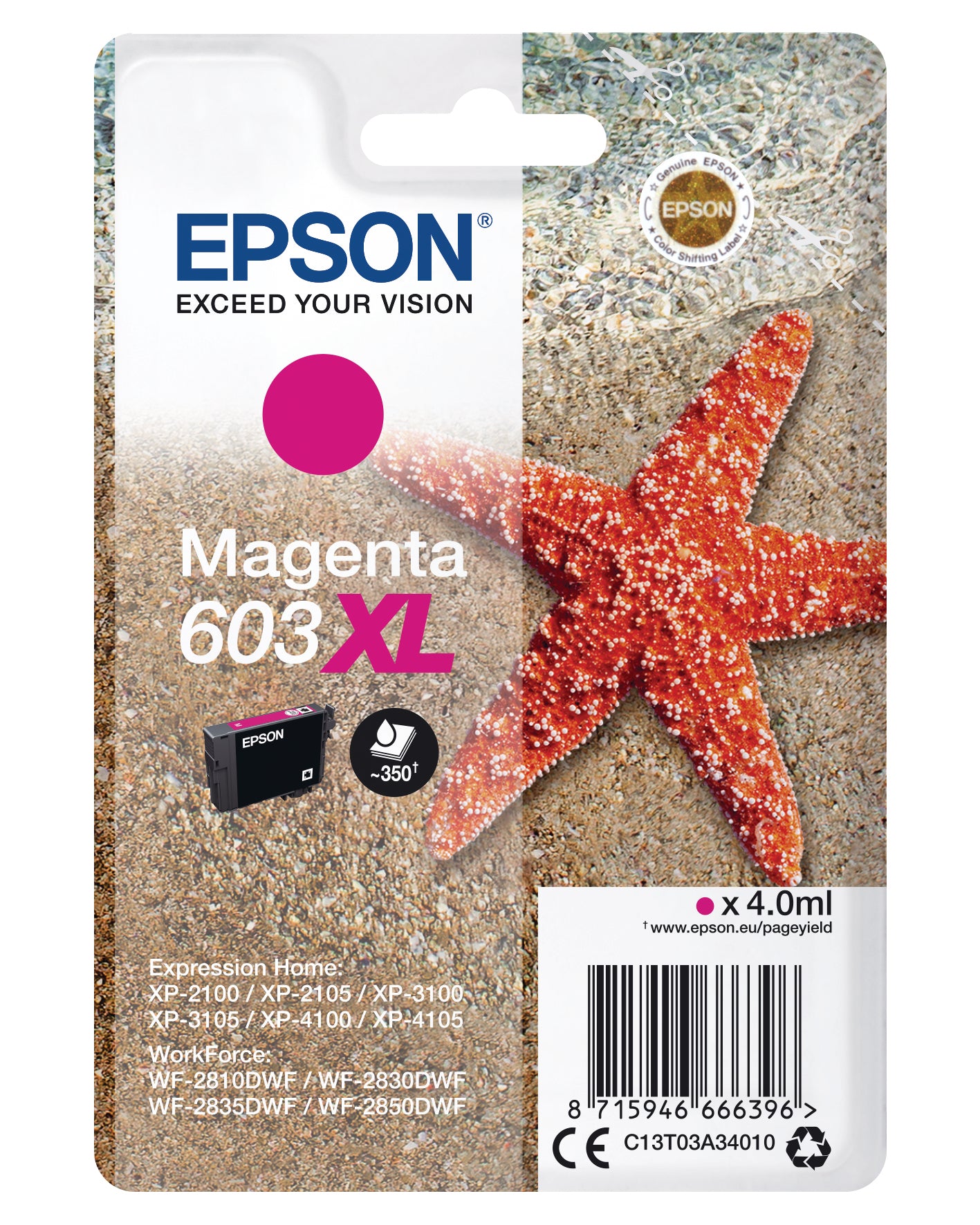 EPSON Cartouche d'en. 603XL magenta T03A34010 XP-2100 350 pages