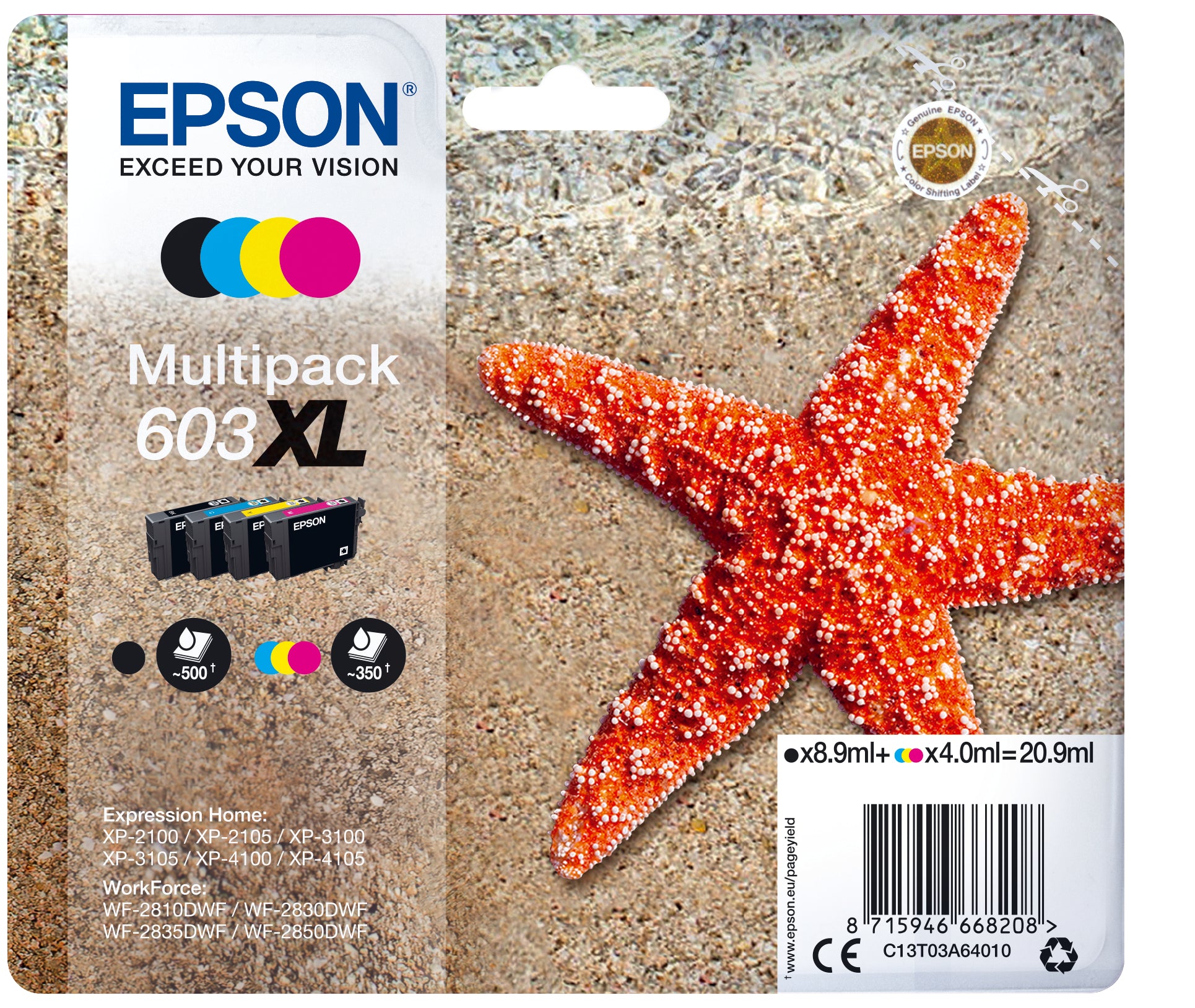 EPSON Multipack Encre 603XL CMYBK T03A64010 XP-2100 4-color