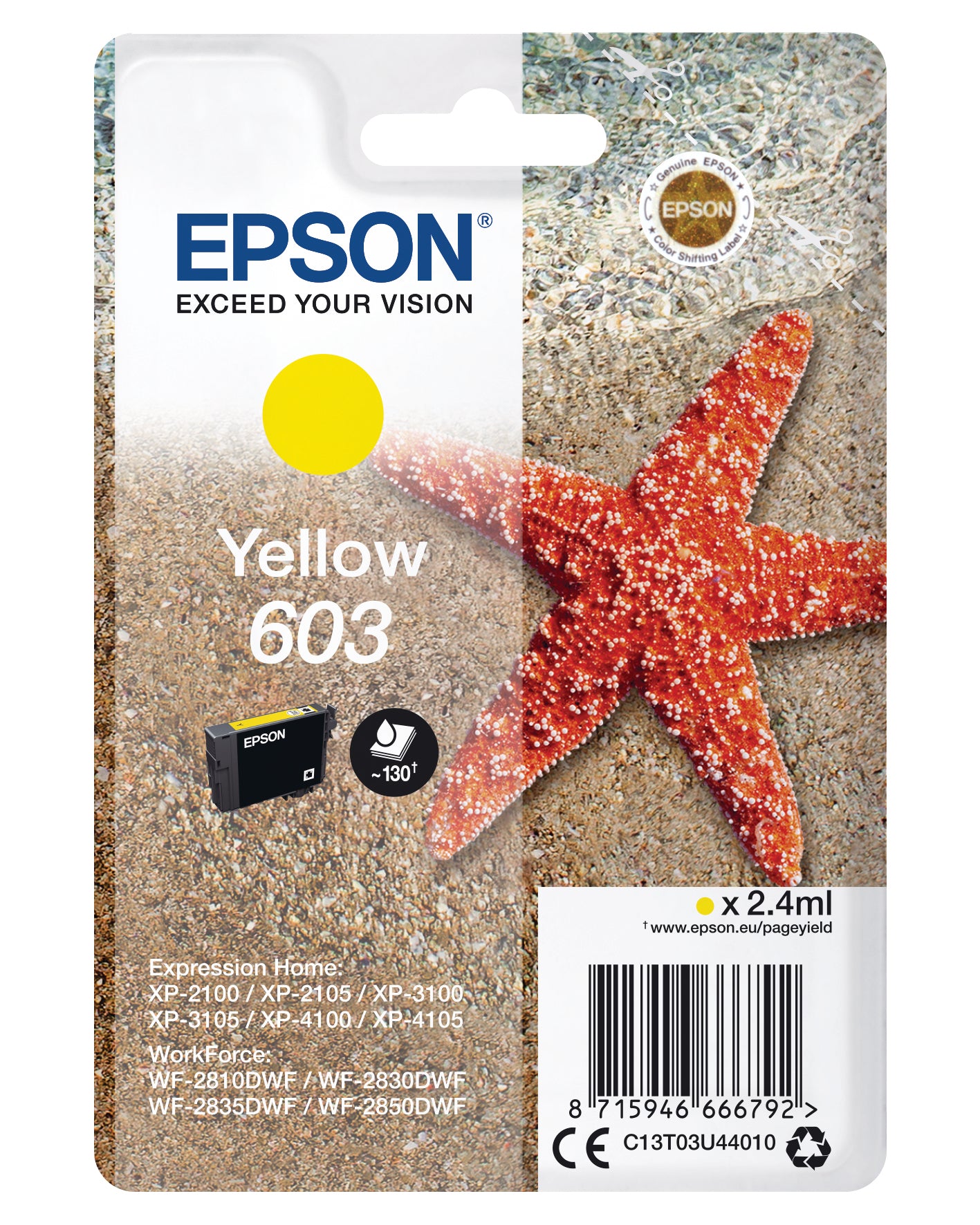 EPSON Cartouche d'encre 603 yellow T03U44010 XP-2100 130 pages