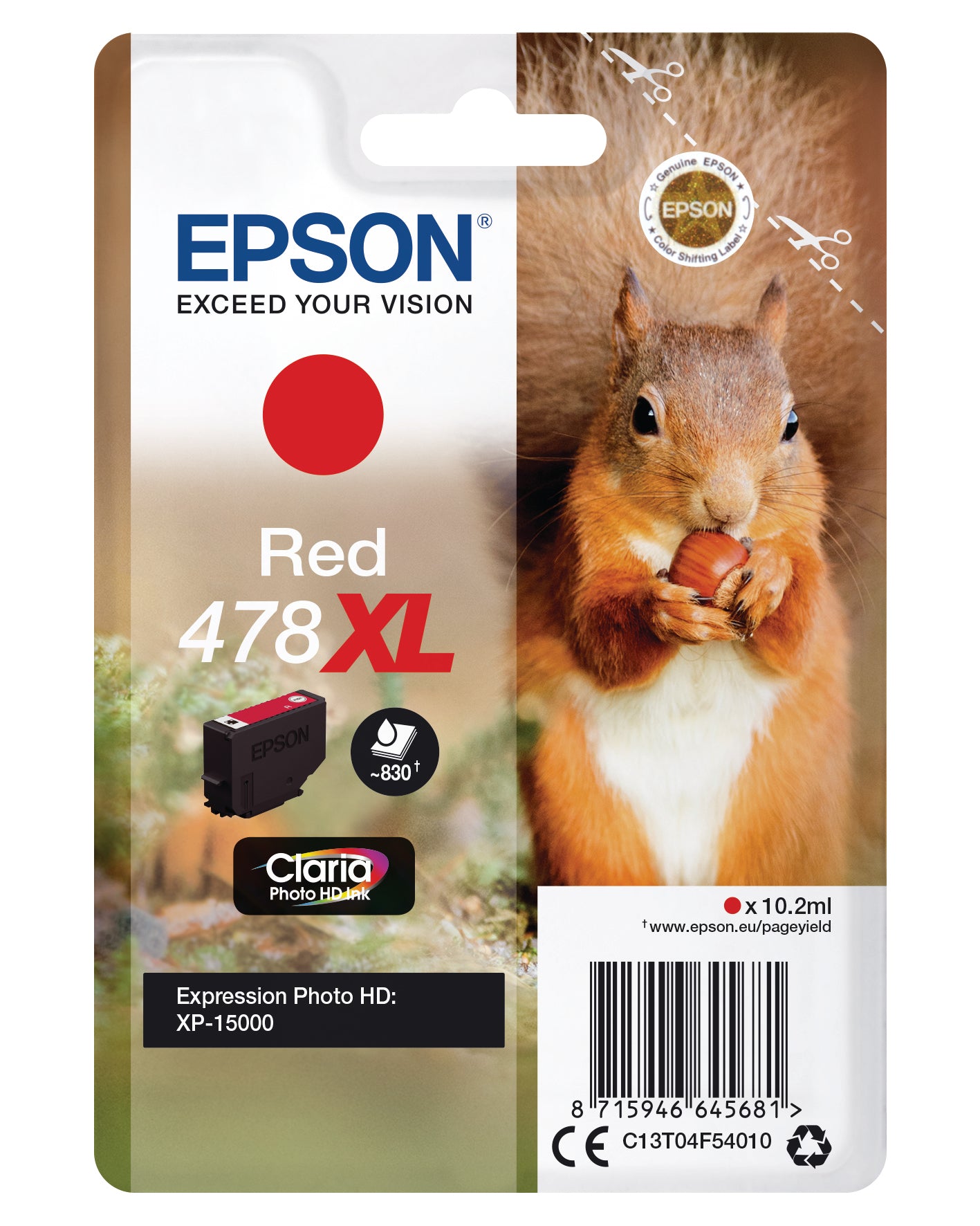 EPSON Cart. d'encre 478XL rouge T04F540 XP-15000 830 pages
