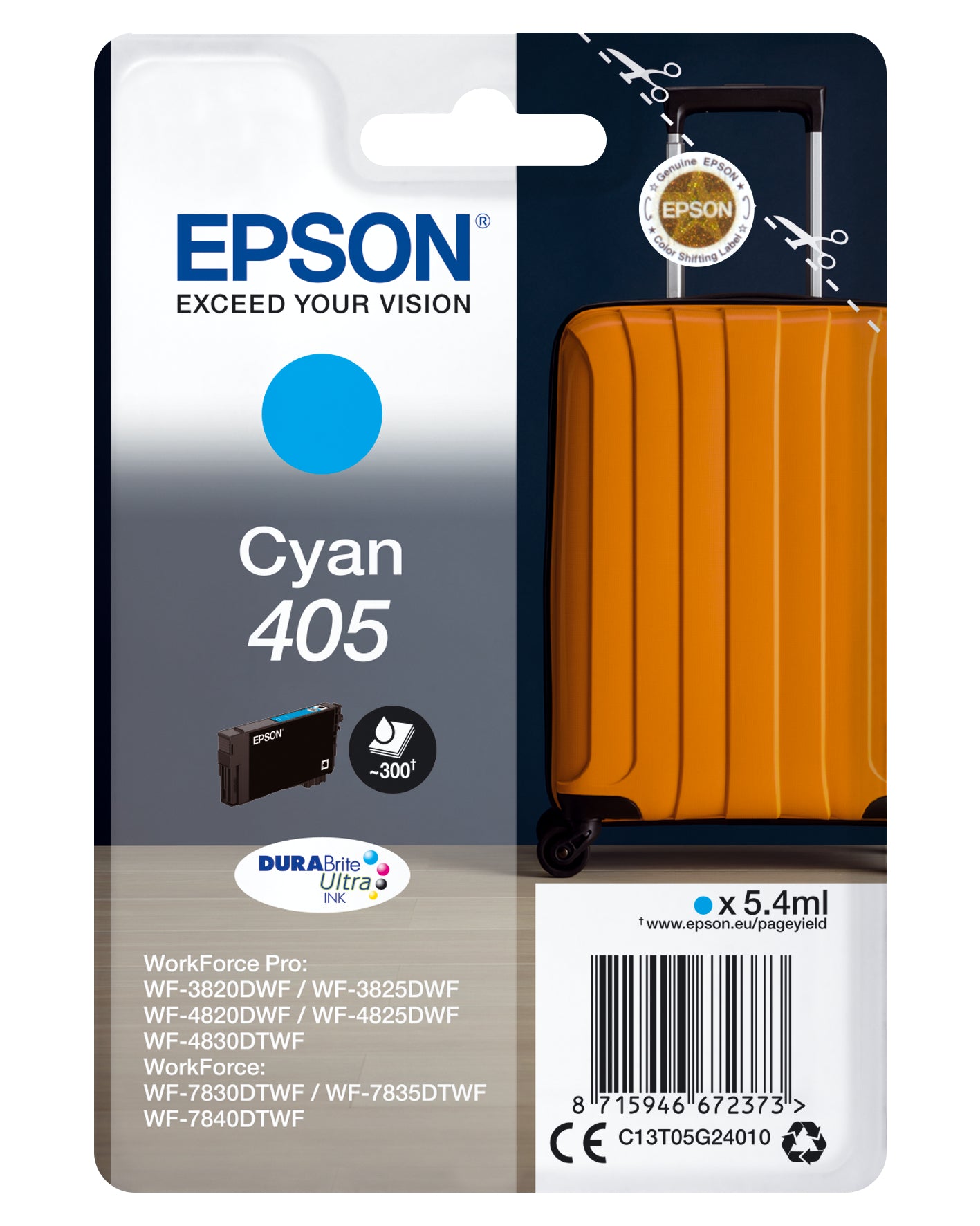 EPSON Cartouche d'encre 405 cyan T05G24010 WF-7830DTWF 300 pages