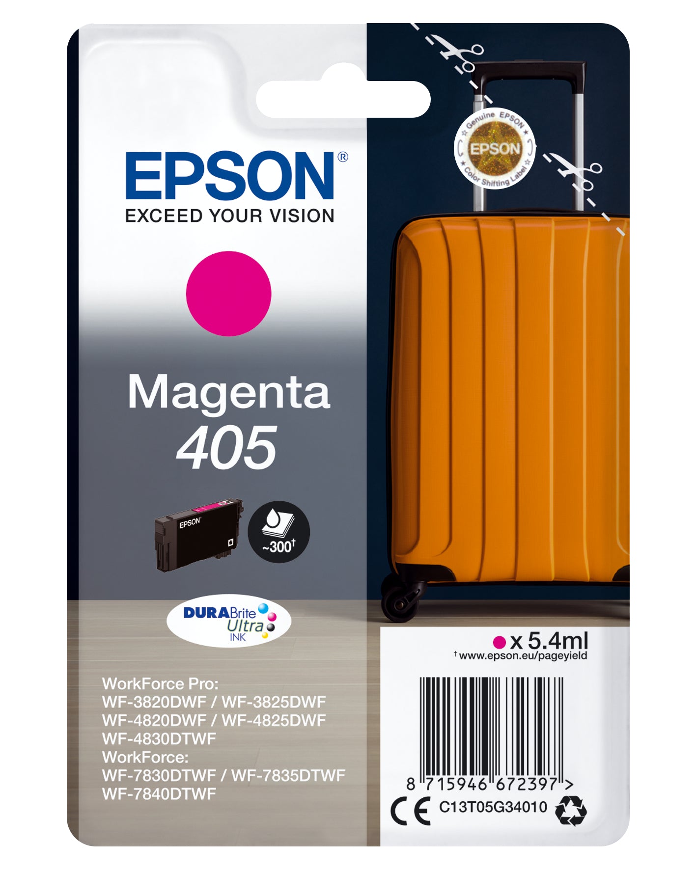 EPSON Cartouche d'encre 405 magenta T05G34010 WF-7830DTWF 300 pages