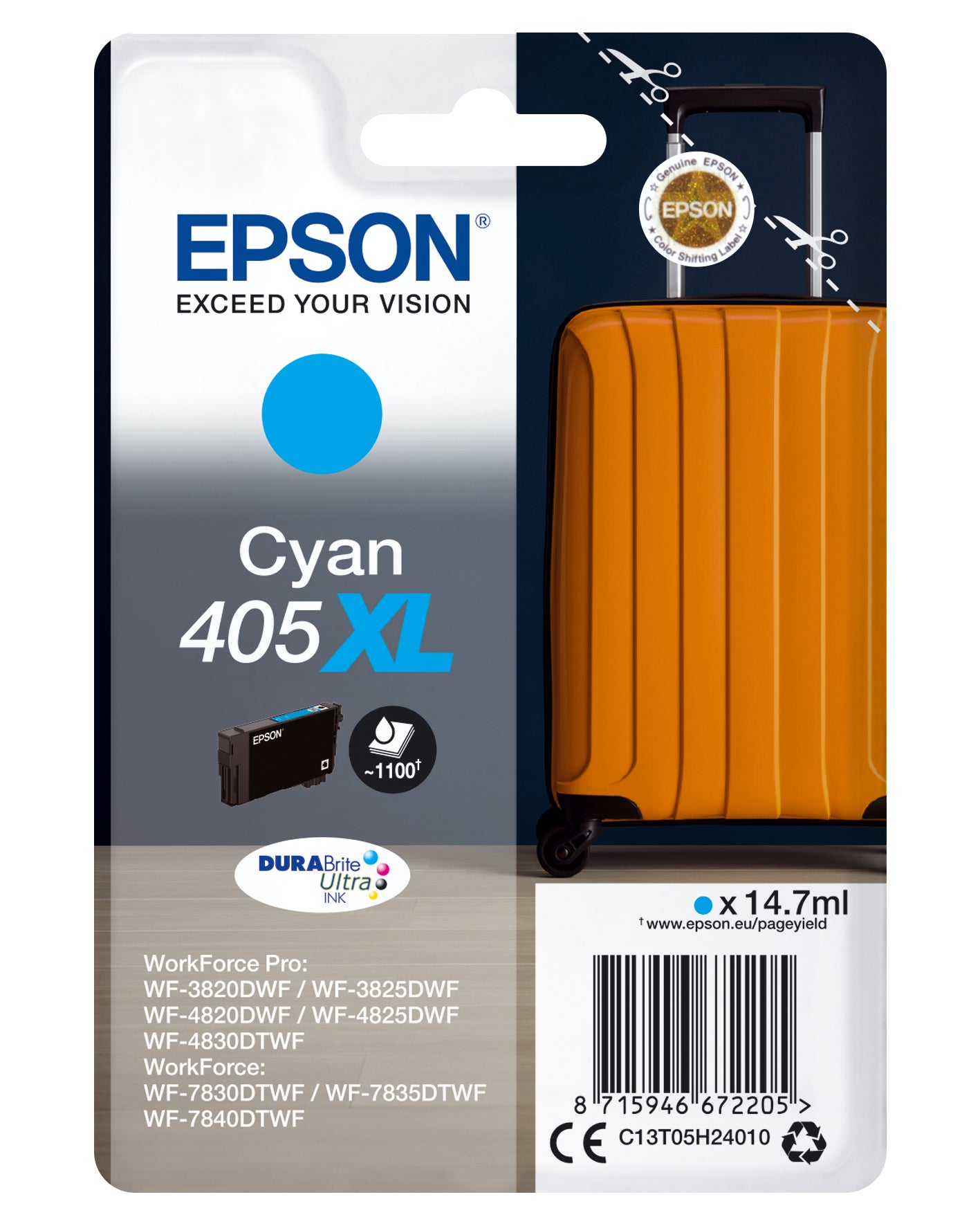 EPSON Cartouche d'encre 405XL cyan T05H24010 WF-7830DTWF 1100 pages