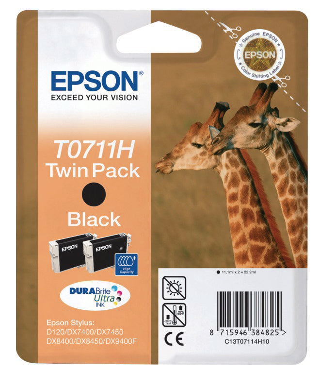 EPSON Cartouche d'encre HY noir T071140H10 Stylus D120 2 pièces
