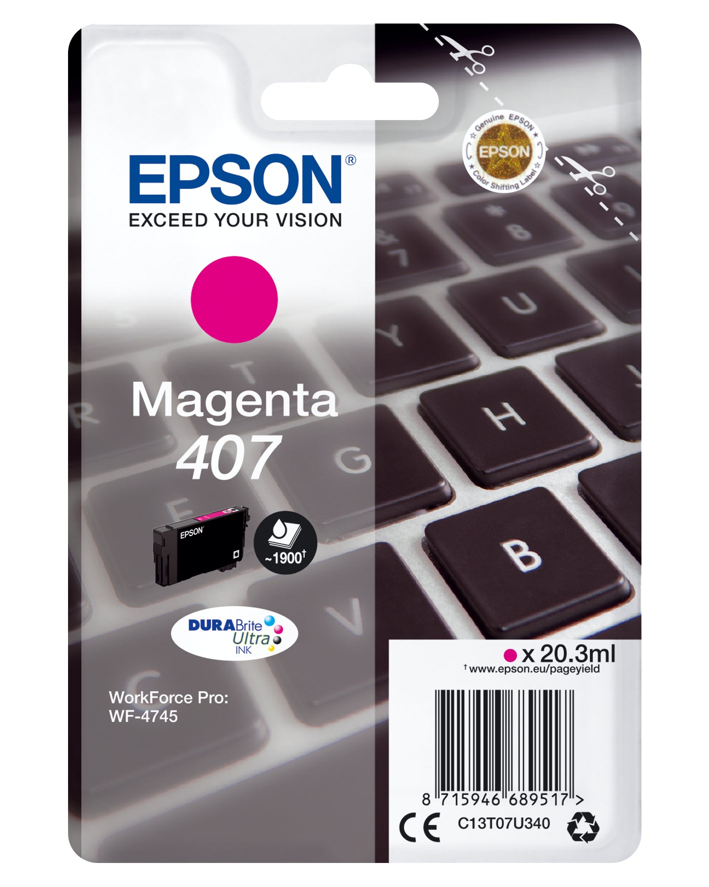EPSON Cart. d'encre L magenta T07U340 WF-4745 1900 pages