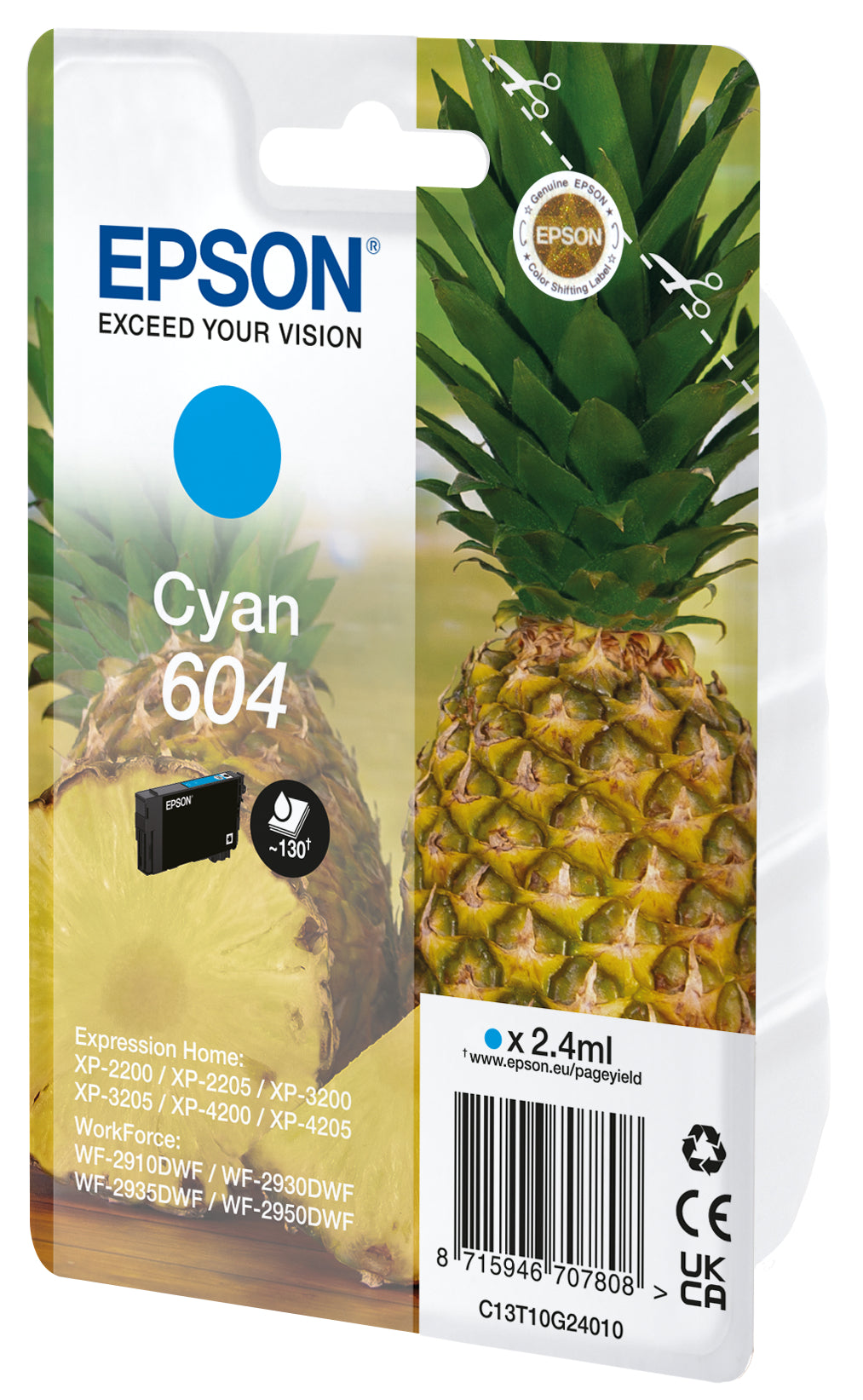 EPSON Cartouche d'encre 604 cyan T10G24010 WF-2910/30/50 130 pages