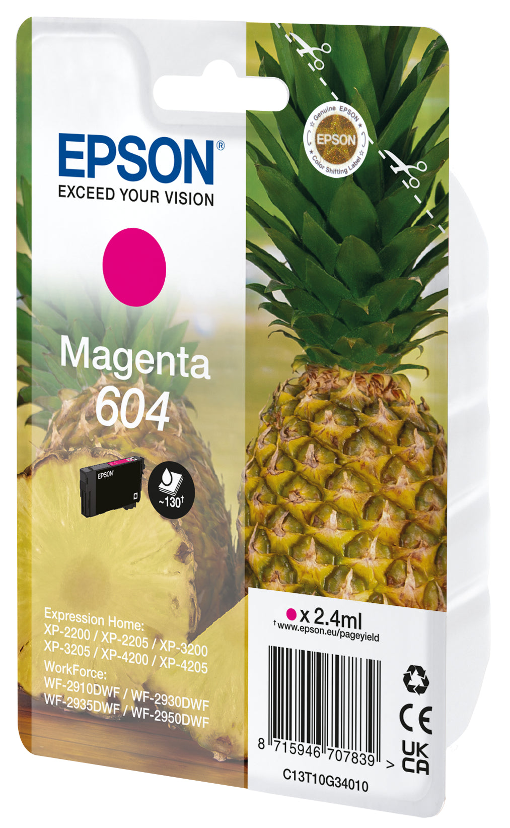 EPSON Cartouche d'encre 604 magenta T10G34010 WF-2910/30/50 130 pages