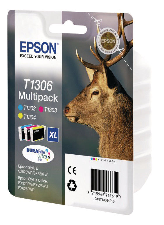 EPSON Multipack Encre XL CMY T130640 Stylus SX525WD 3x10.1ml