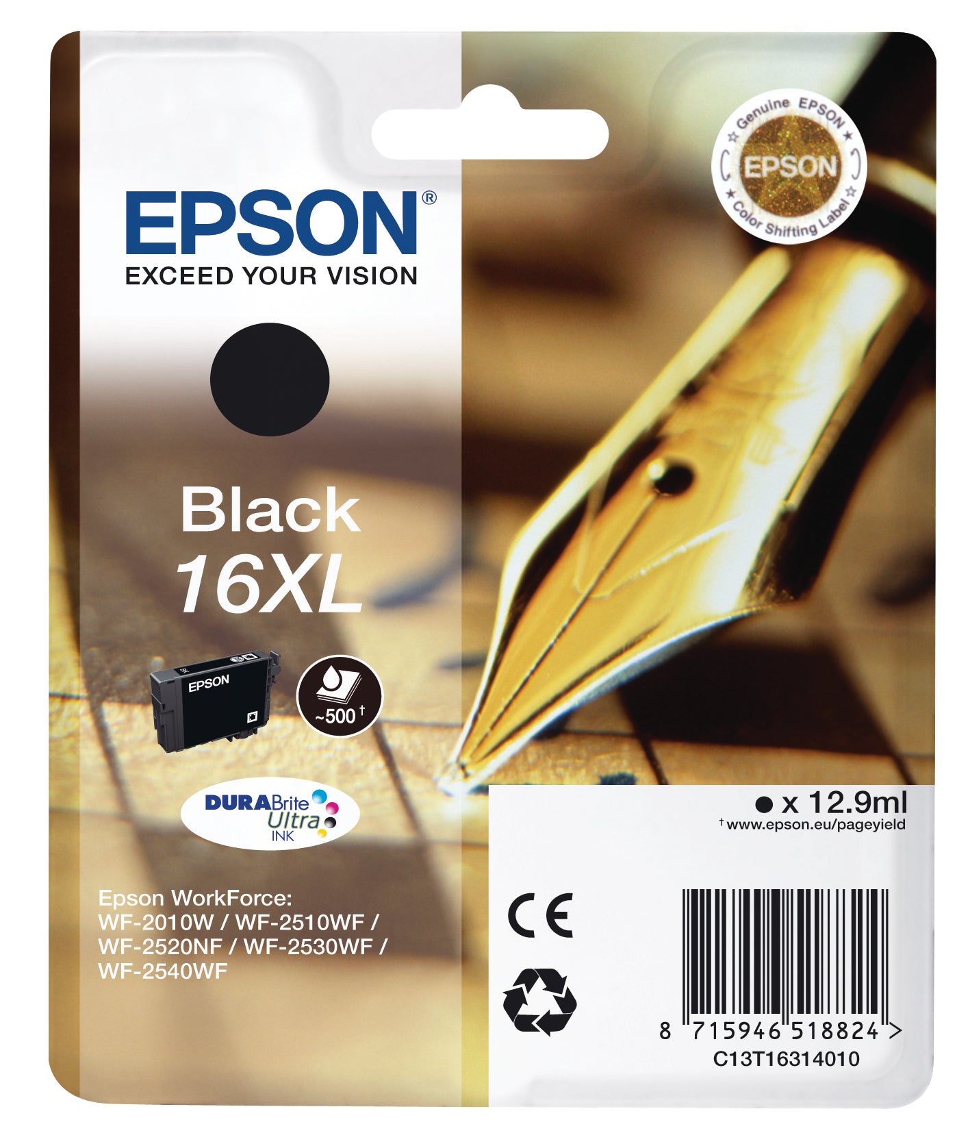 EPSON Cartouche d'encre 16XL noir T163140 WF 2010/2540 500 pages