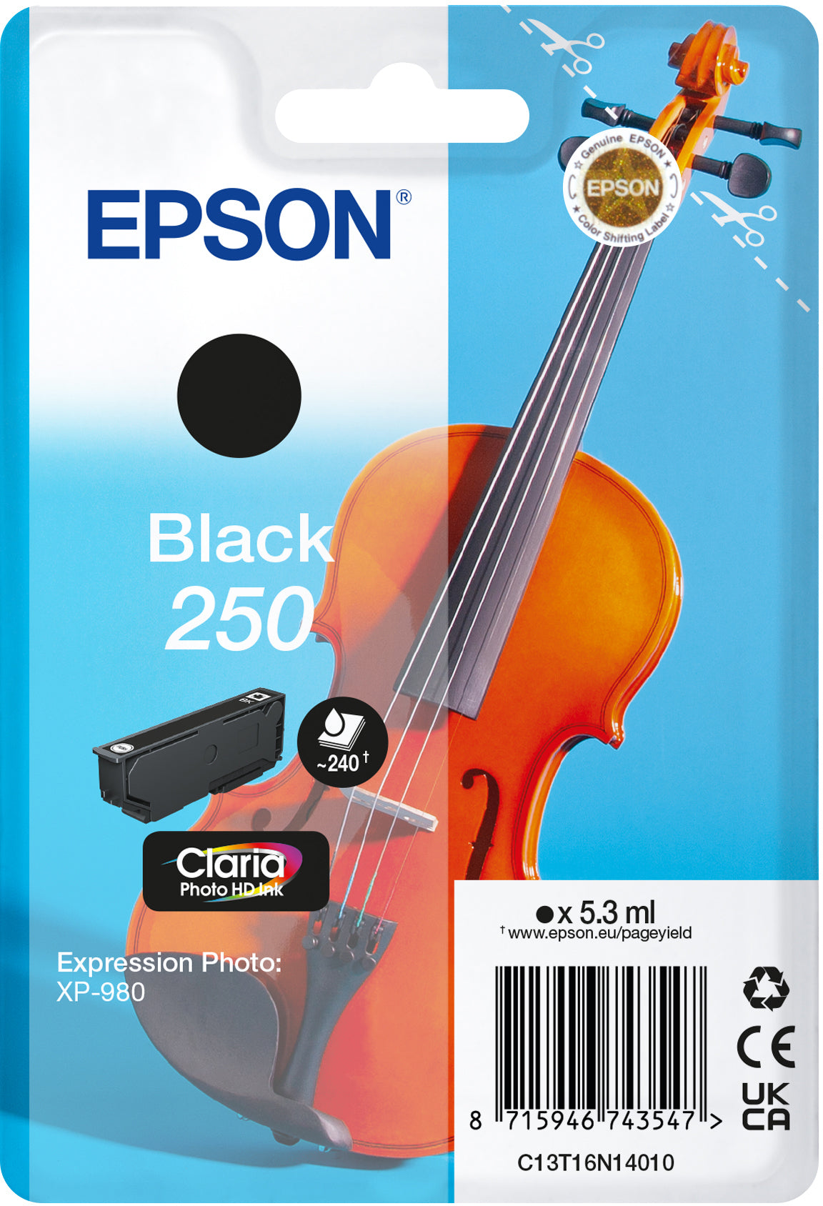 EPSON Cartouche d'encre 250 noir T16N14010 XP 980 240 pages