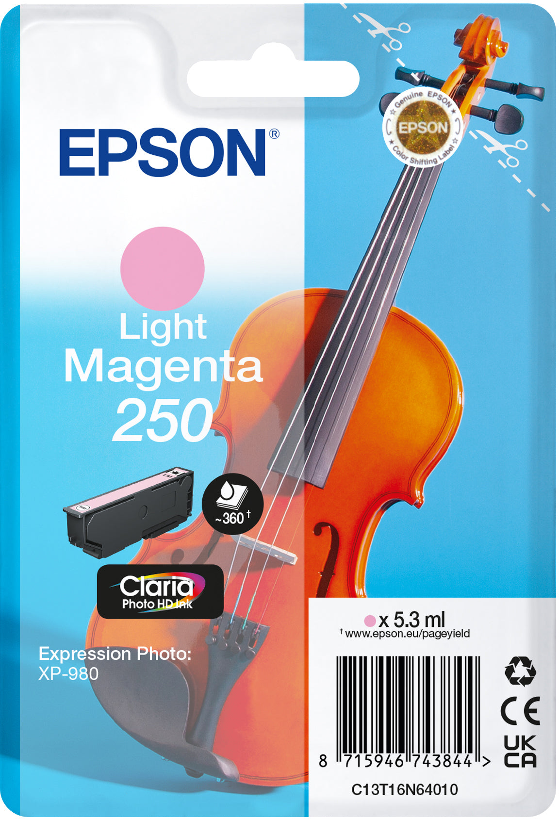 EPSON Cartouche d'enc. 250 l.magenta T16N64010 XP 980 360 pages