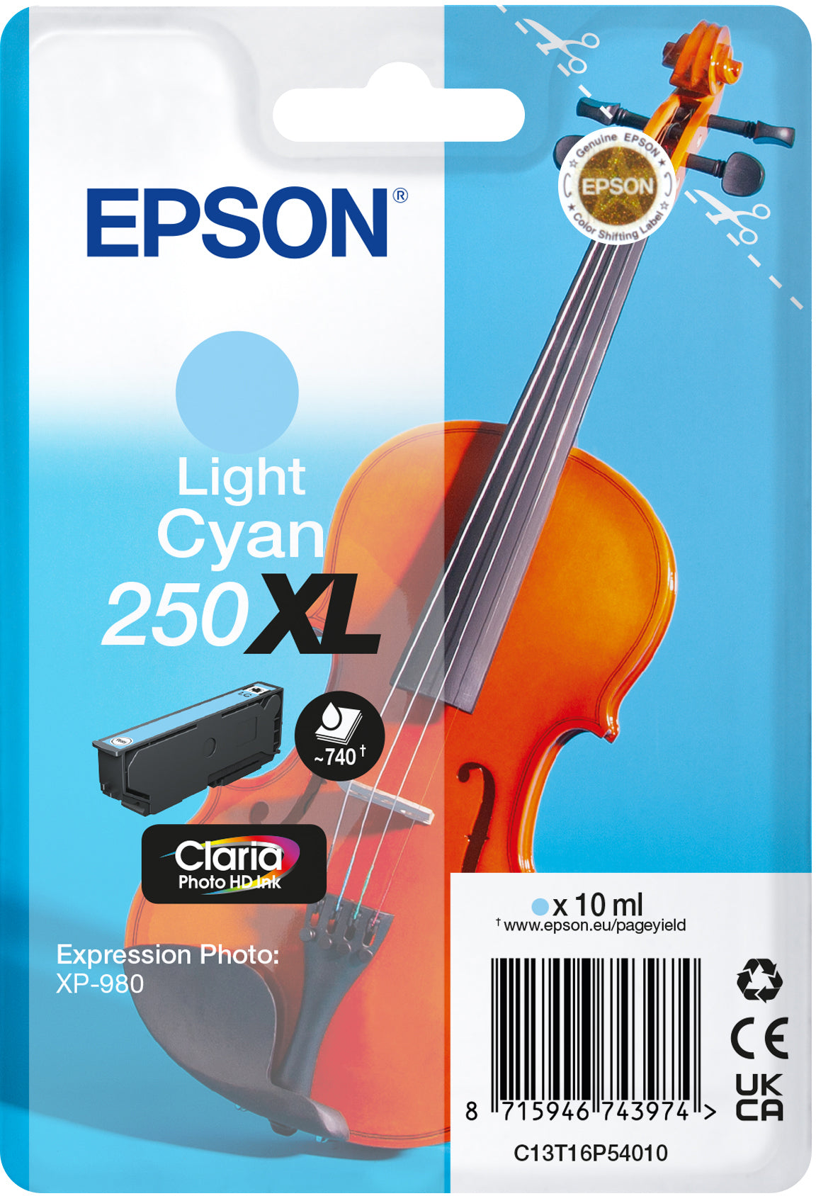 EPSON Cartouche d'en. XL 250 l. cyan T16P54010 XP 980 740 pages