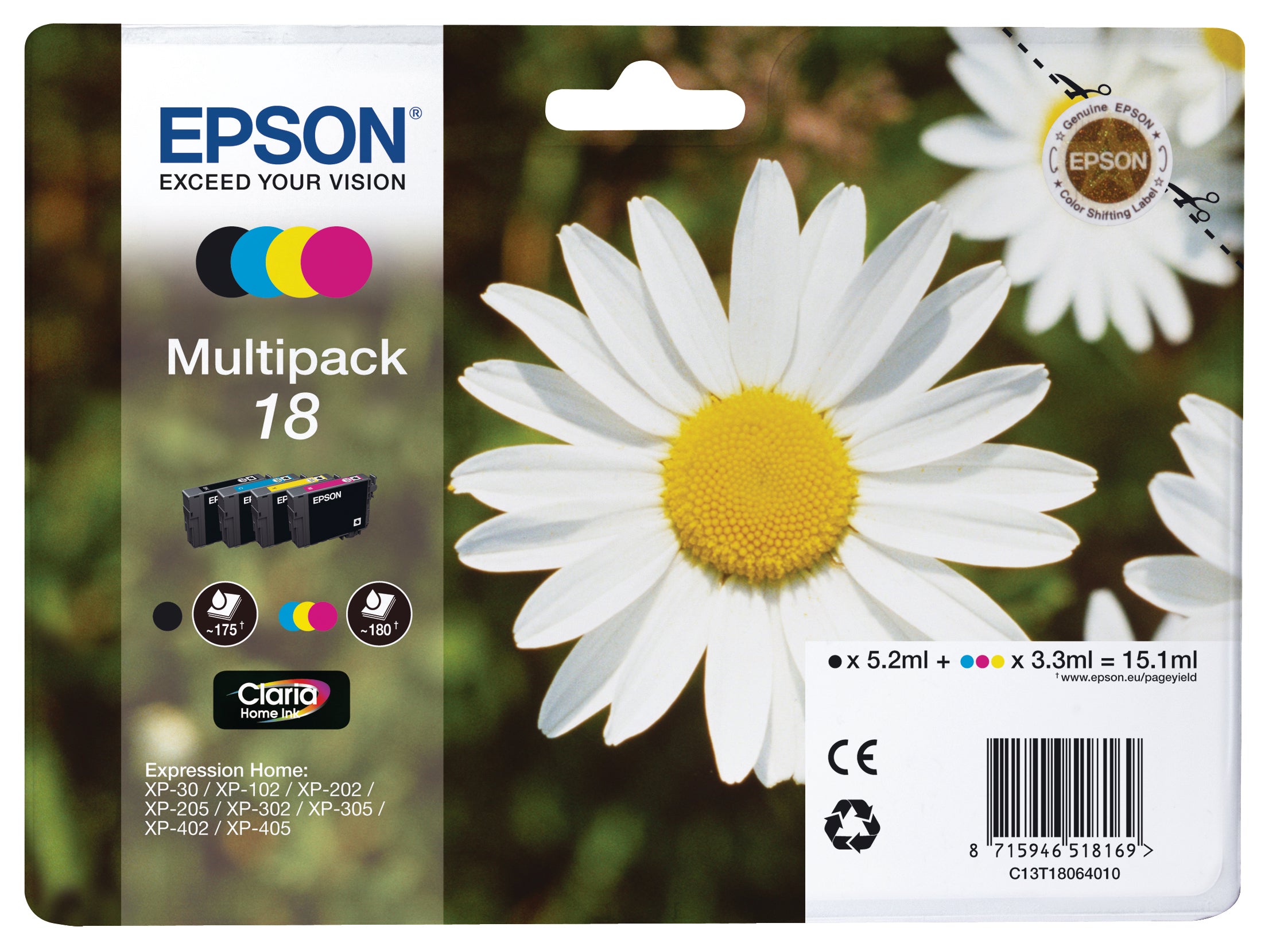 EPSON Multipack Encre CMYBK T180640 XP 30/405 180/175 pages