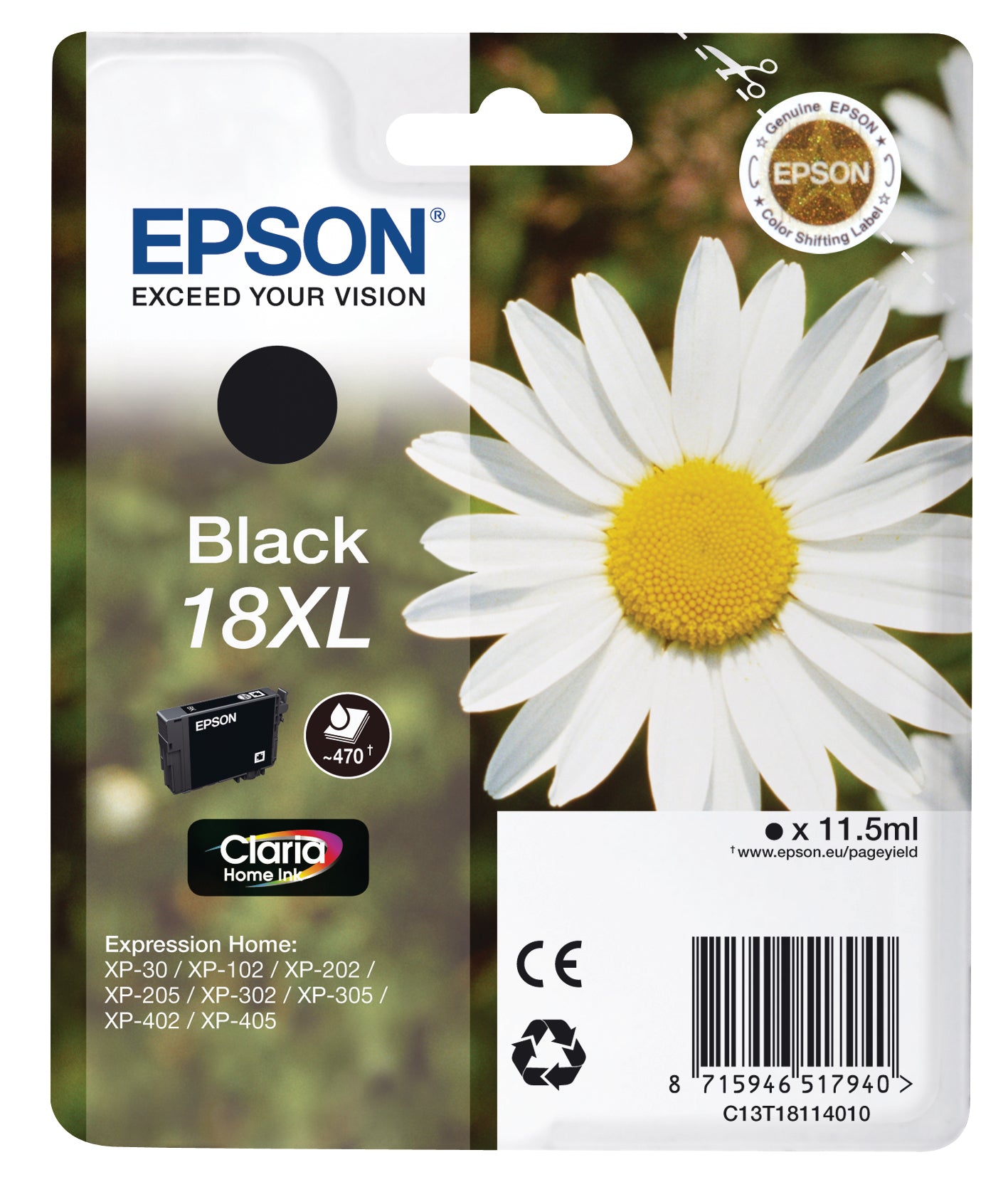 EPSON Cartouche d'encre 18XL noir T181140 XP 30/405 470 pages
