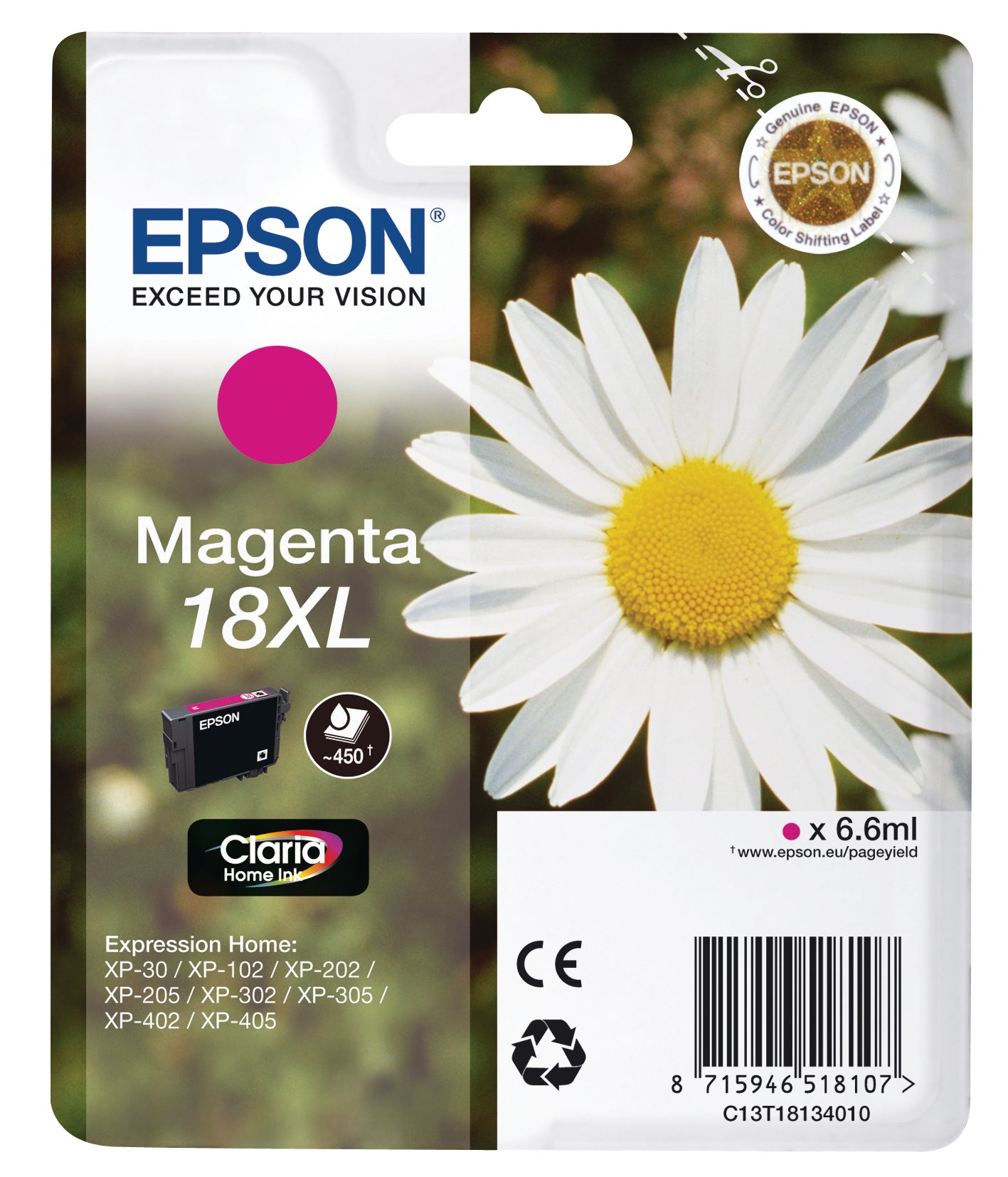 EPSON Cartouche d'encre 18XL magenta T181340 XP 30/405 450 pages