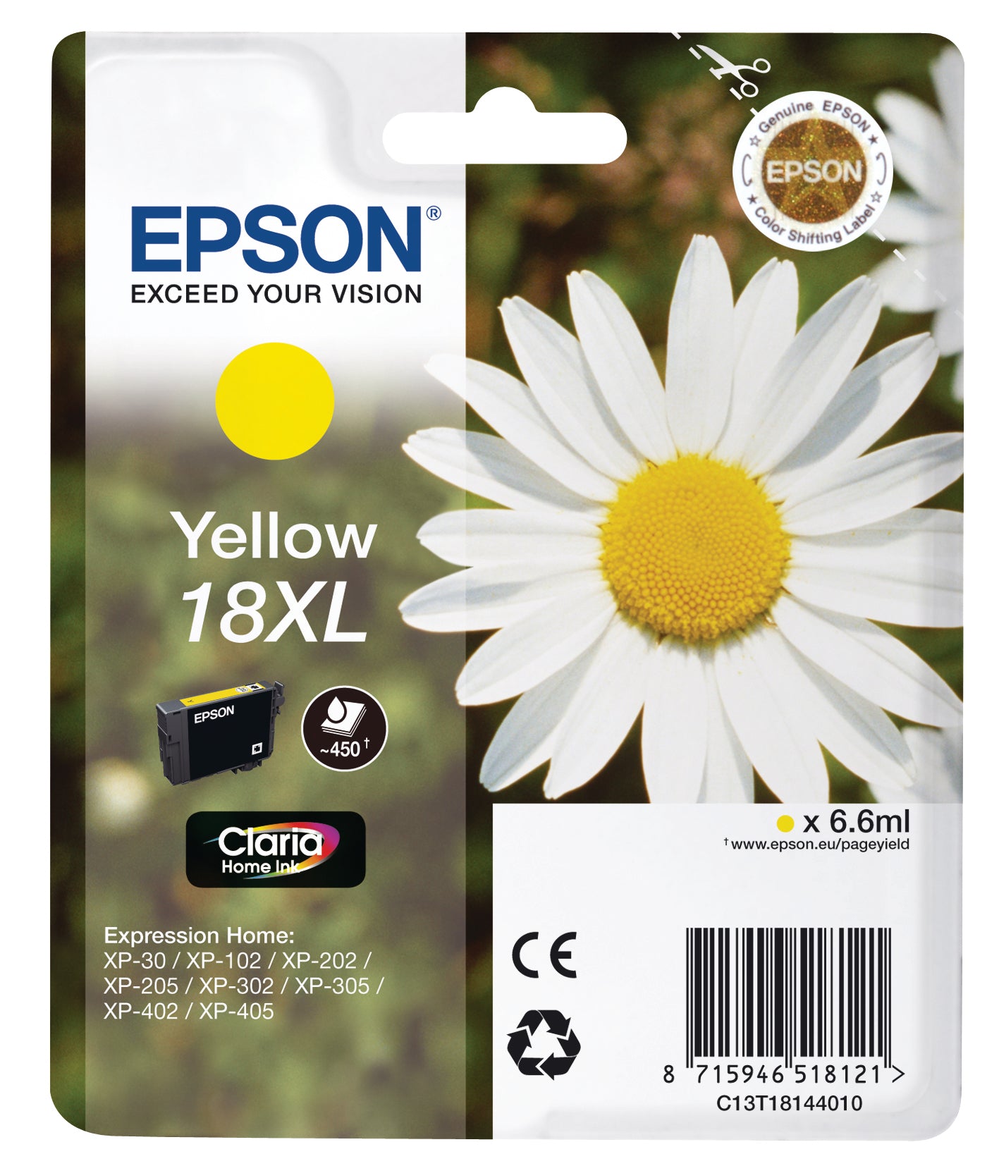 EPSON Cartouche d'encre 18XL yellow T181440 XP 30/405 450 pages