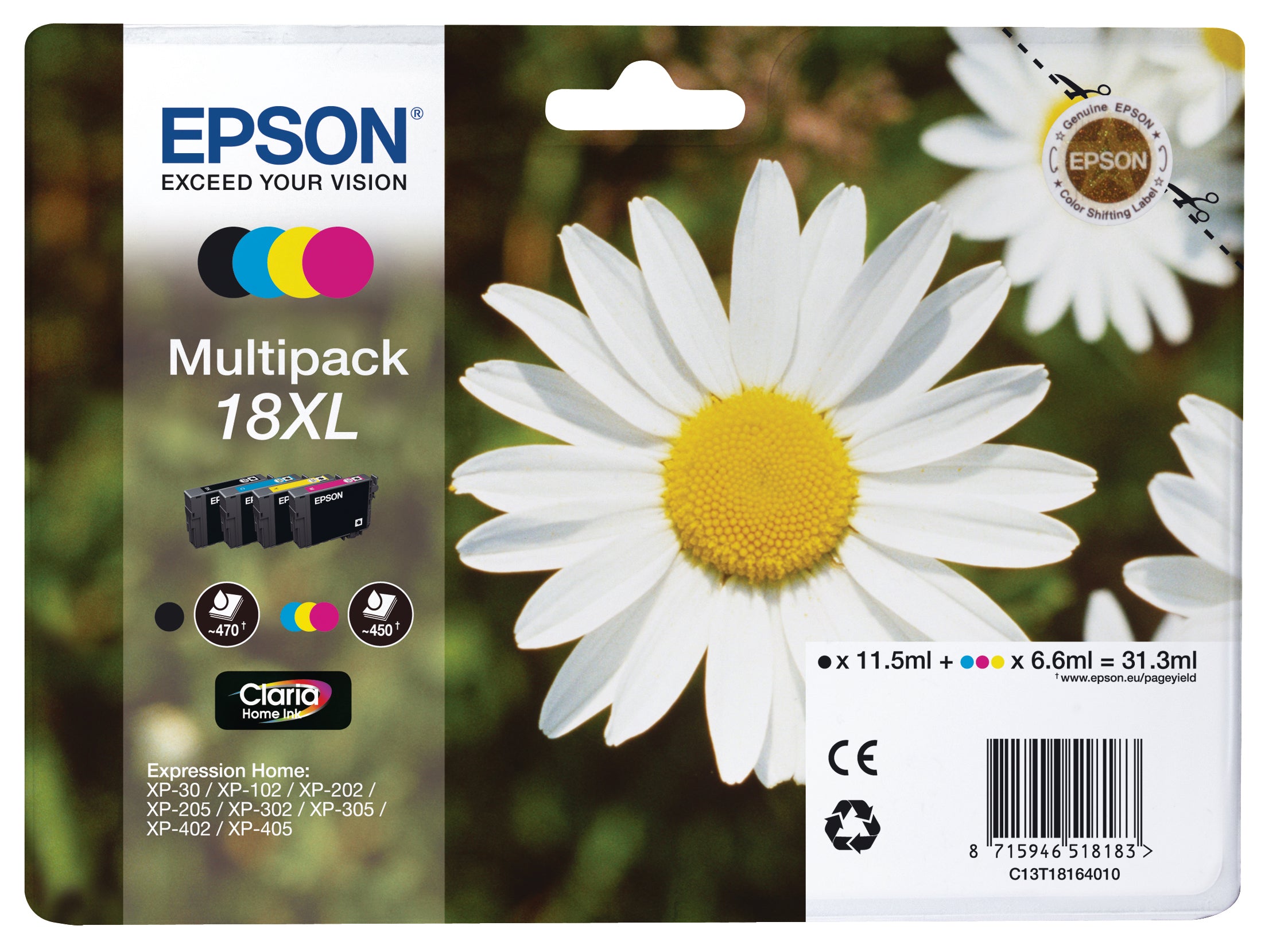 EPSON Multipack Encre XL CMYBK T181640 XP 30/405 450/470 pages