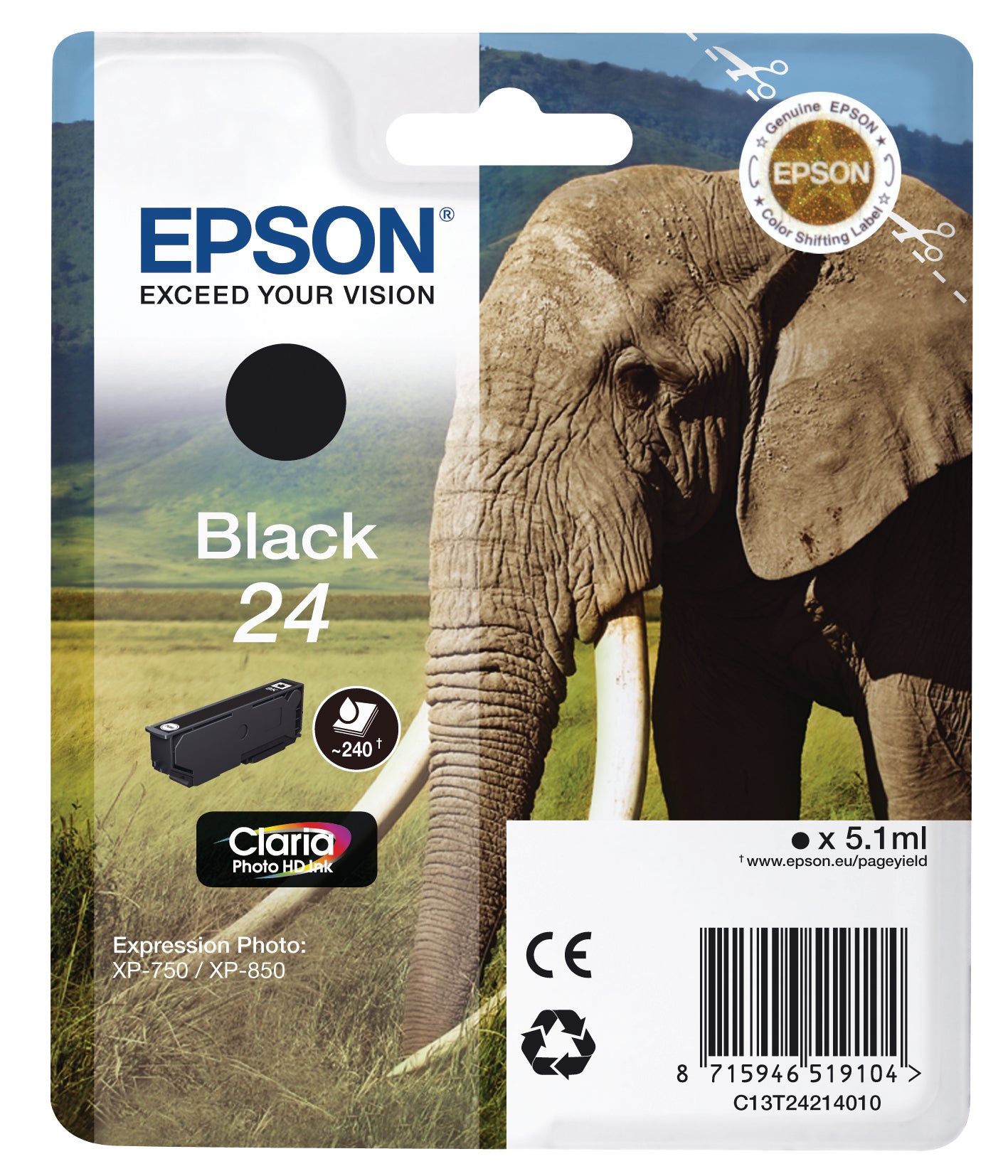 EPSON Cartouche d'encre 24 noir T242140 XP 750/850 360 pages