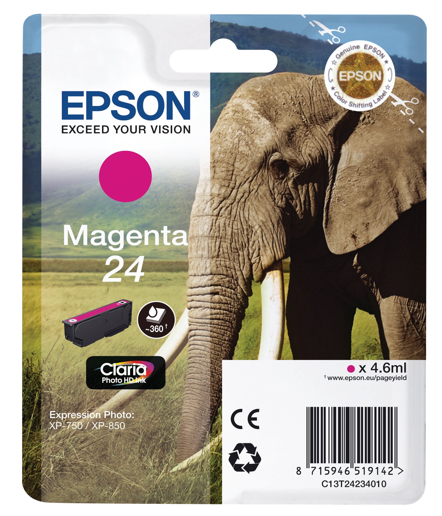 EPSON Cartouche d'encre 24 magenta T242340 XP 750/850 360 pages