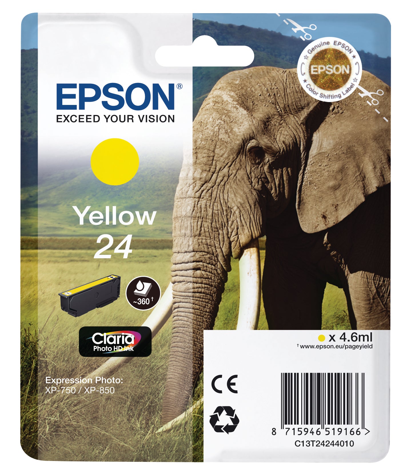 EPSON Cartouche d'encre 24 yellow T242440 XP 750/850 360 pages