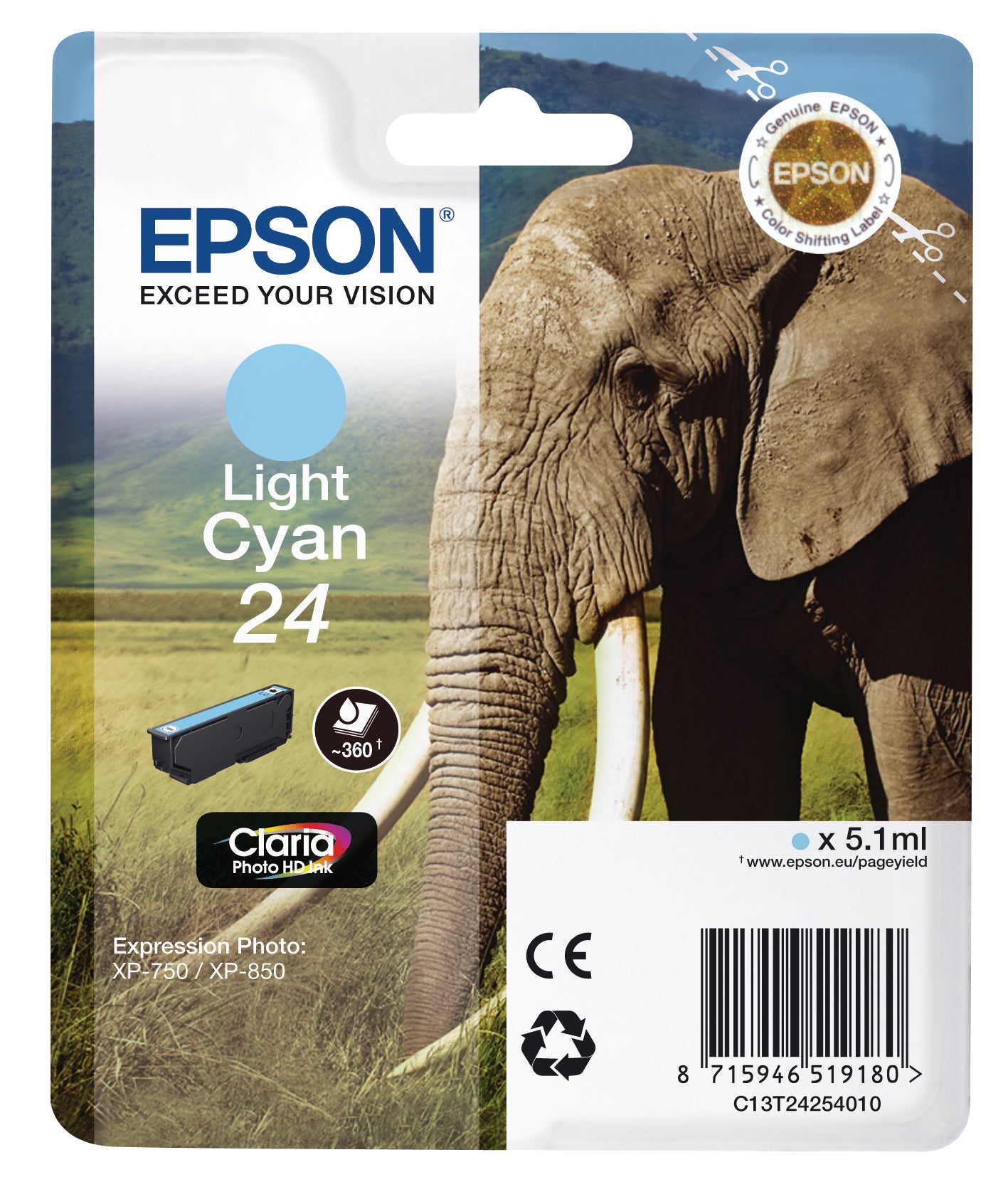 EPSON Cartouche d'encre light cyan T242540 XP 750/850 360 pages