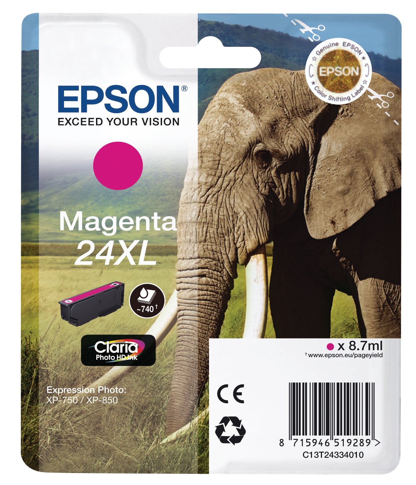 EPSON Cartouche d'encre 24XL magenta T243340 XP 750/850 500 pages