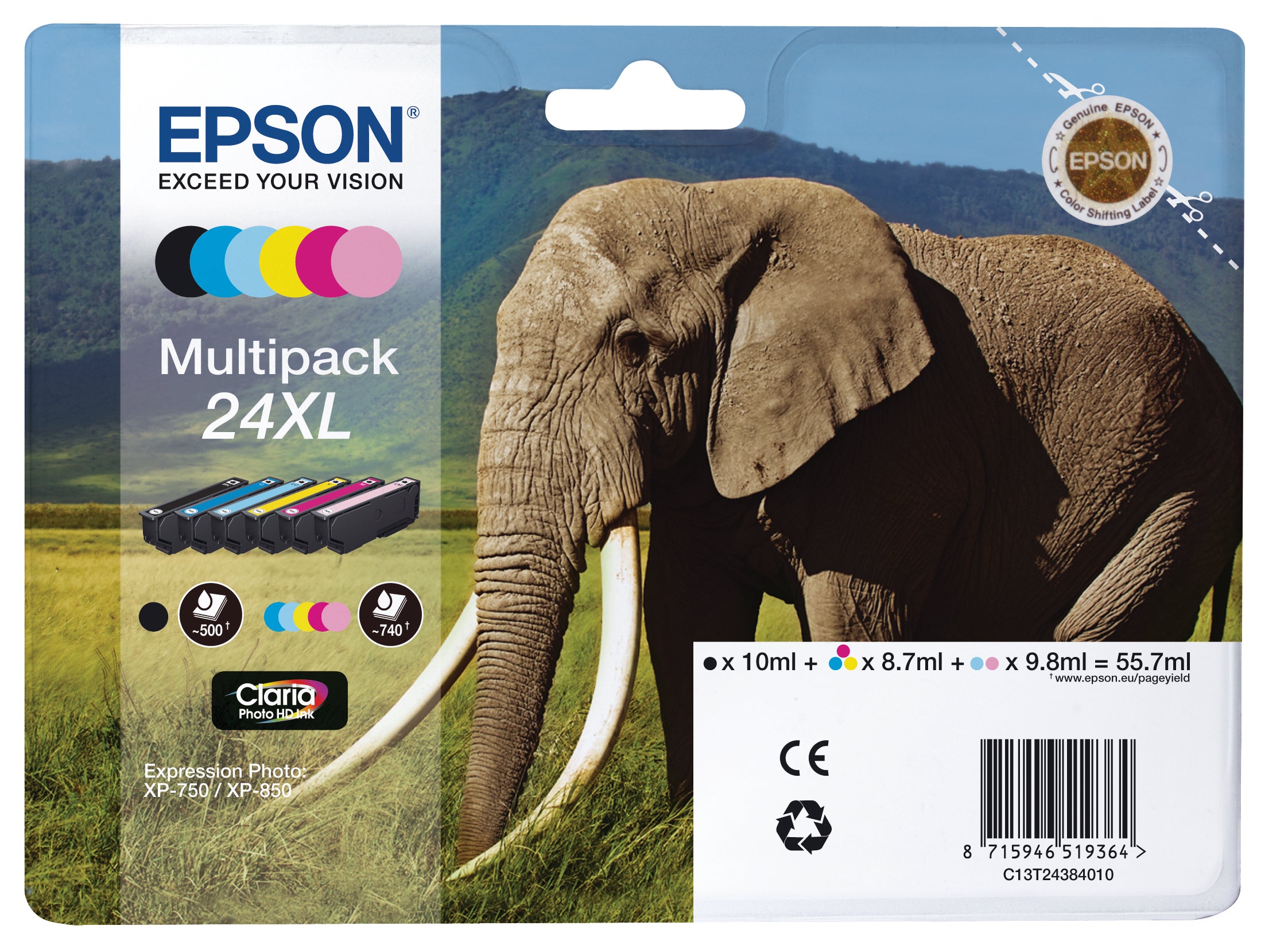 EPSON Multipack Encre 24XL 6-color T243840 XP 750/850 6x500 pages