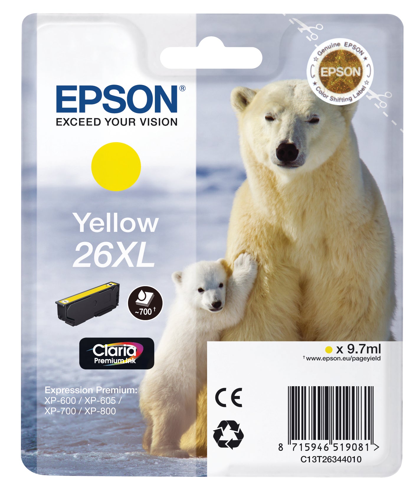 EPSON Cartouche d'encre 26XL yellow T263440 XP 700/800 700 pages