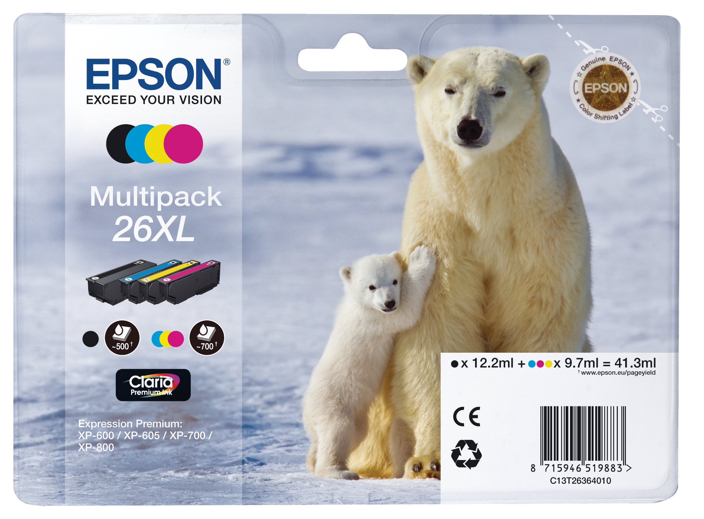 EPSON Multipack Encre XL CMYBK T263640 XP 700/800 700/500 pages