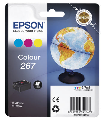 EPSON Cart. d'encre color T267040 Workforce WF-100W 200 pages