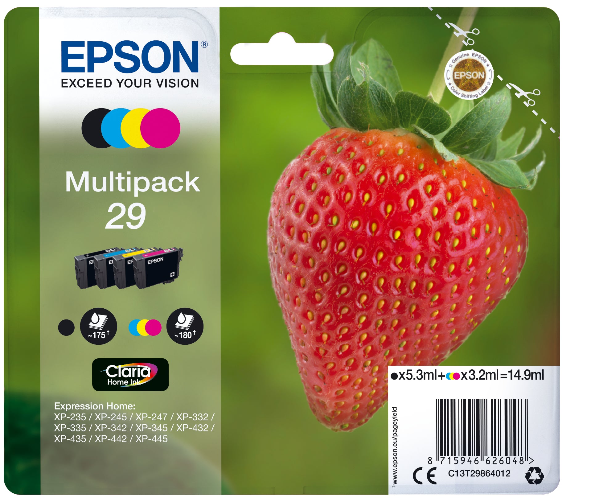 EPSON Multipack Encre 29 CMYBK T298640 XP-235/335/435 4-color