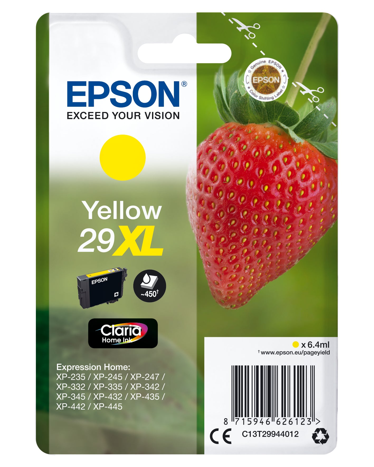 EPSON Cart. d'encre 29XL yellow T299440 XP-235/335/435 450 pages