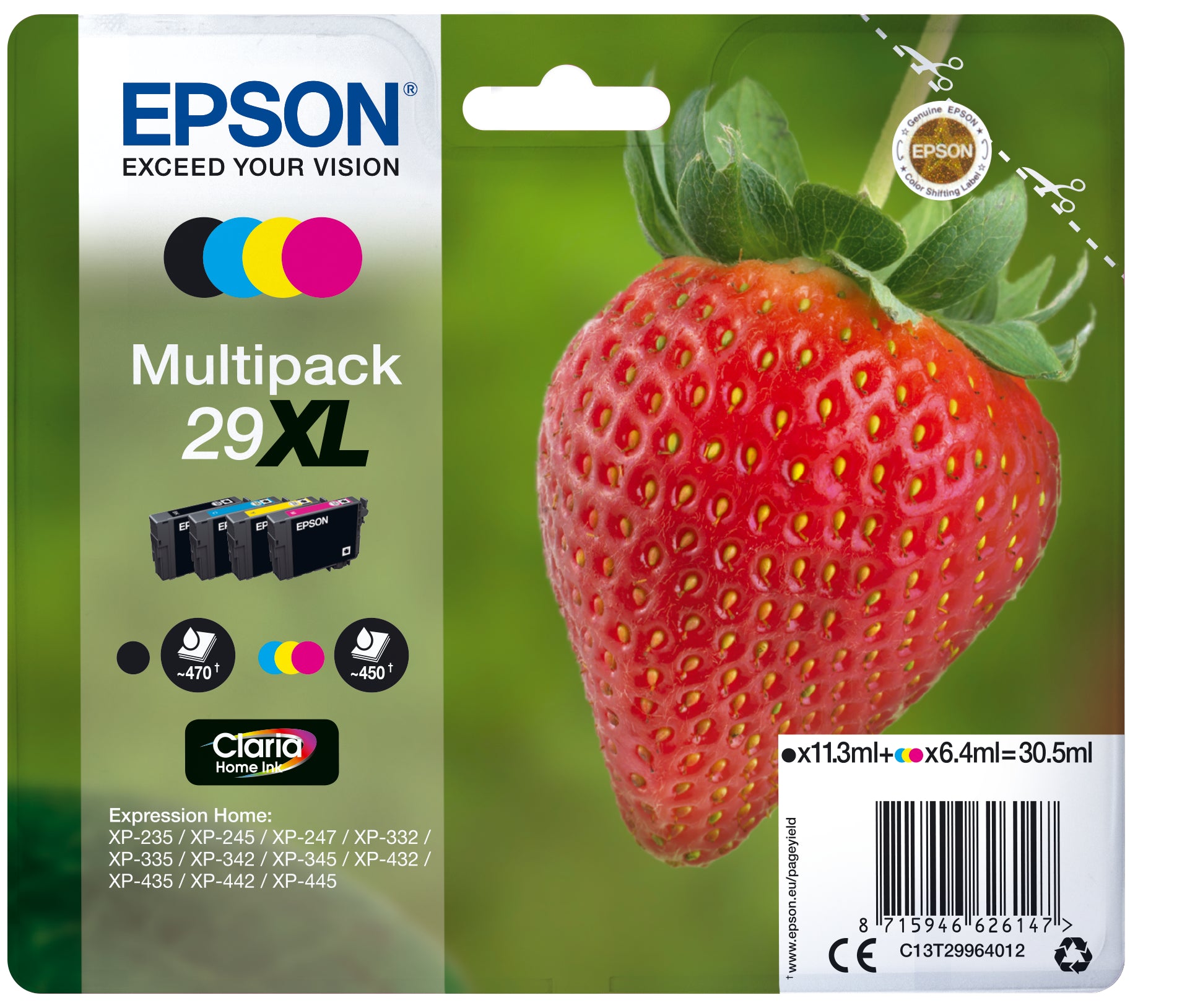 EPSON Multipack Encre 29XL CMYBK T299640 XP-235/335/435 4-color