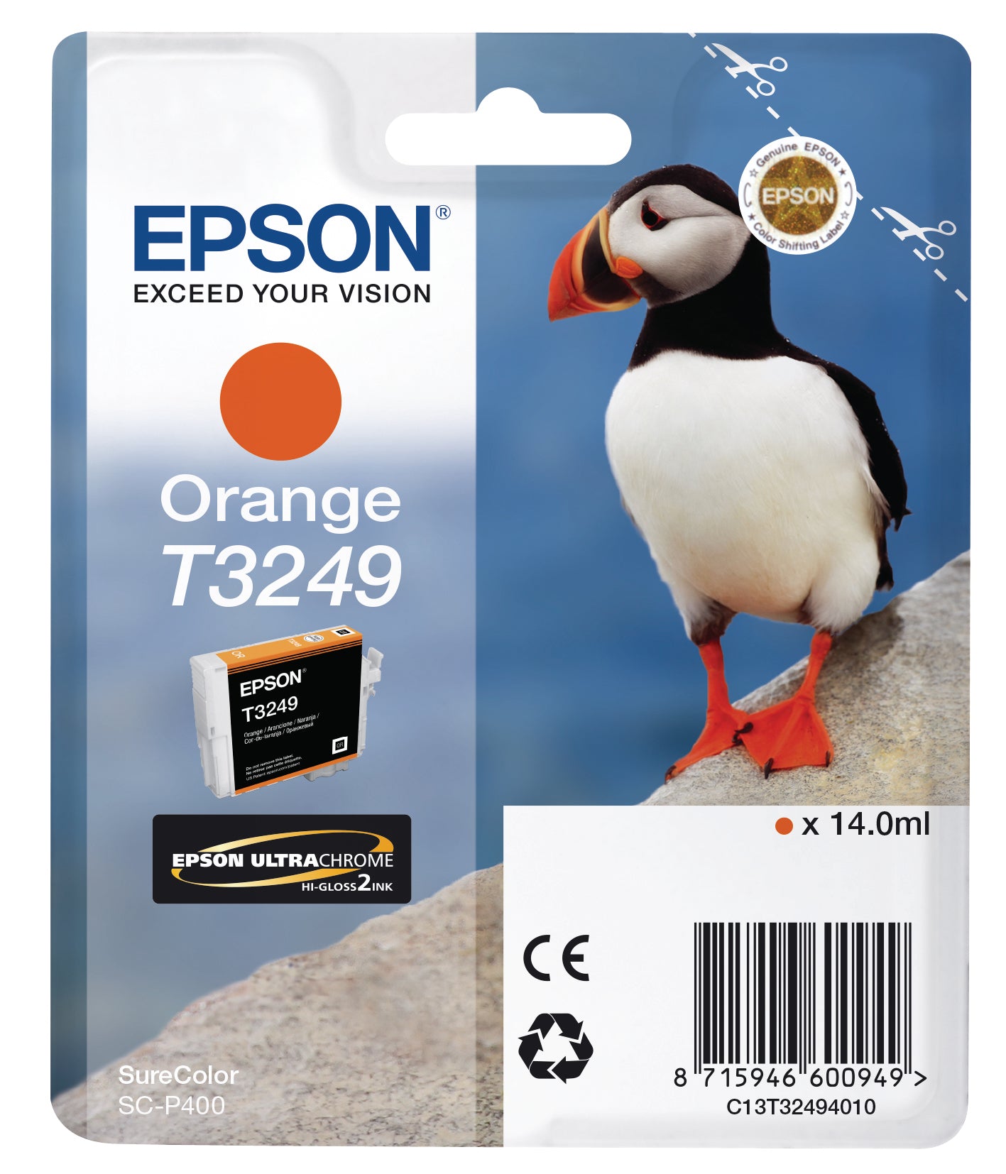 EPSON Cart. d'encre orange T324940 SureColor SC-P400 14ml