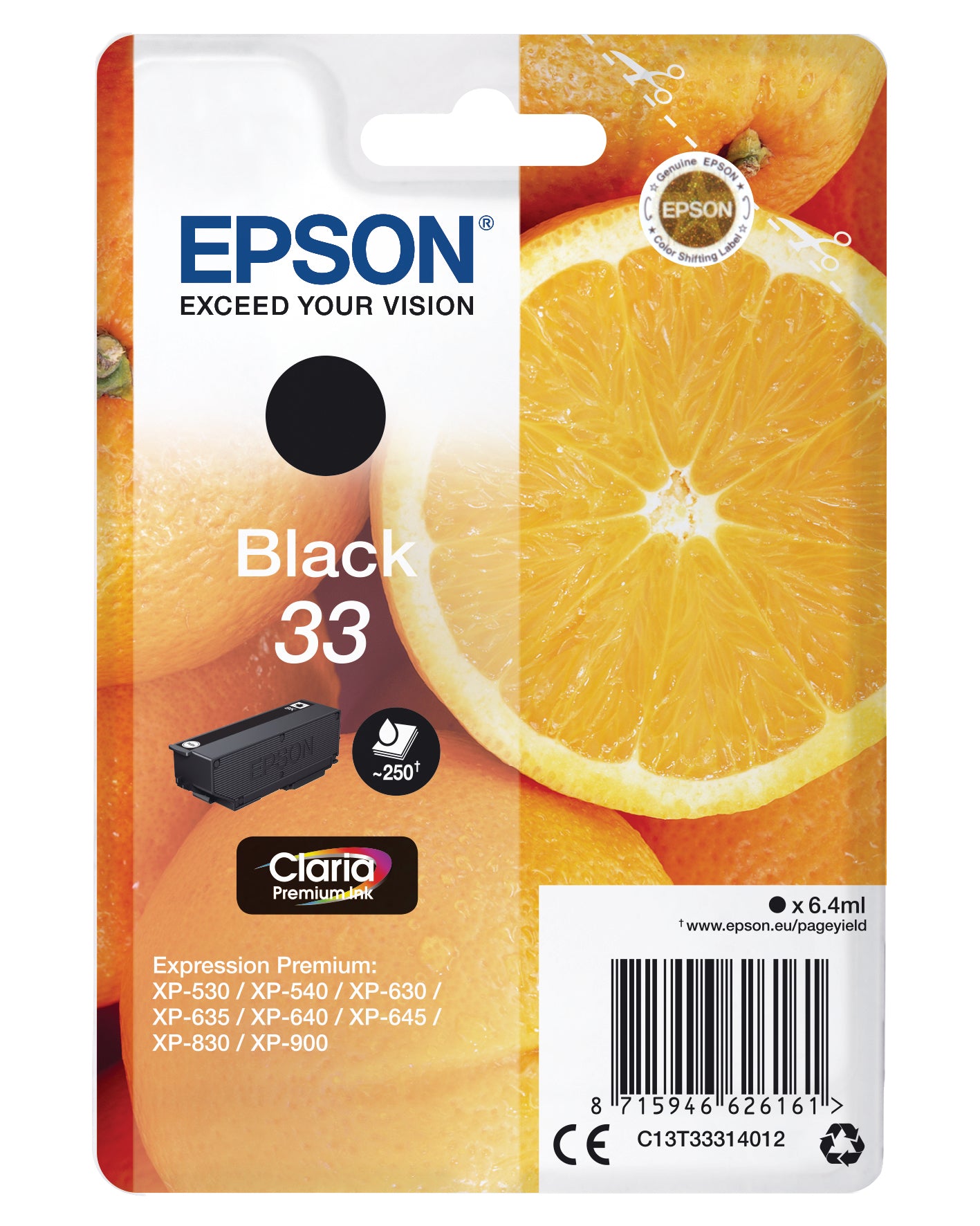 EPSON Cart. d'encre 33 noir T333140 XP-530/630/830 250 pages