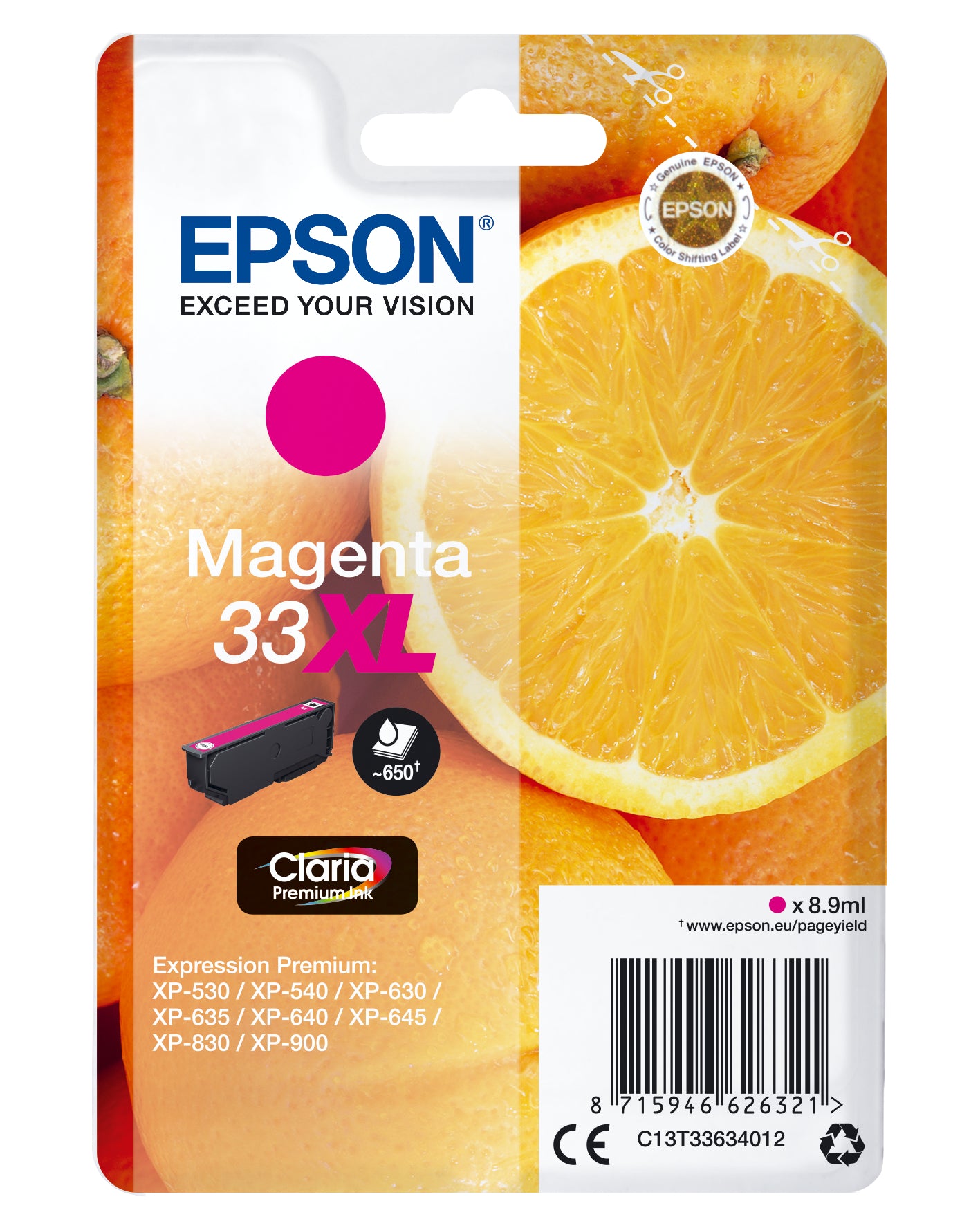 EPSON Cart. d'encre 33XL magenta T336340 XP-530/630/830 650 pages