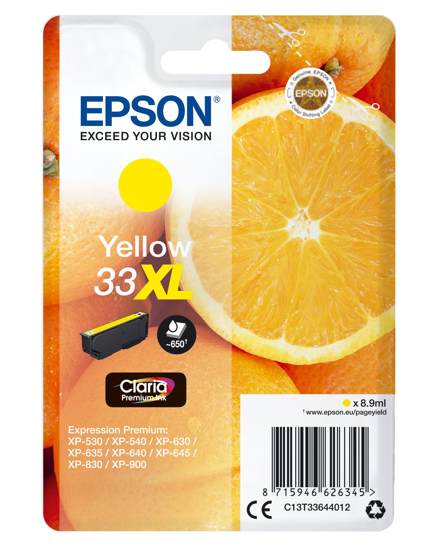 EPSON Cart. d'encre 33XL yellow T336440 XP-530/630/830 650 pages