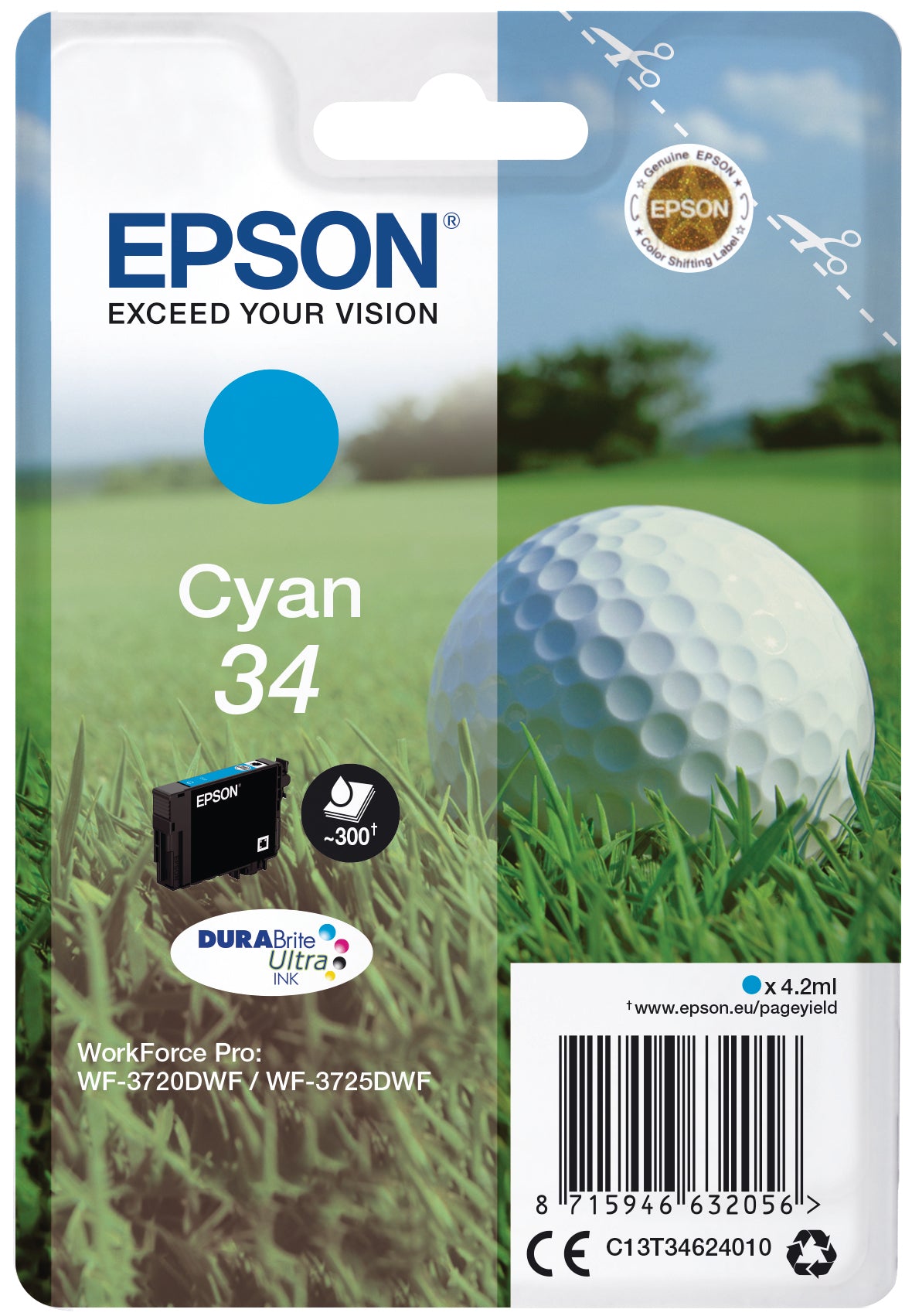EPSON Cart. d'encre cyan T346240 WF-3720/3725DWF 300 pages
