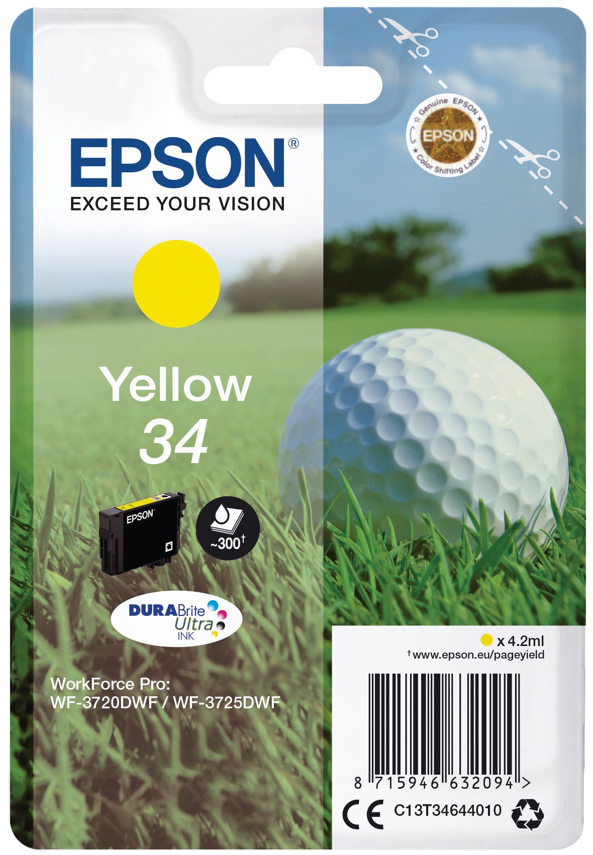 EPSON Cart. d'encre yellow T346440 WF-3720/3725DWF 300 pages