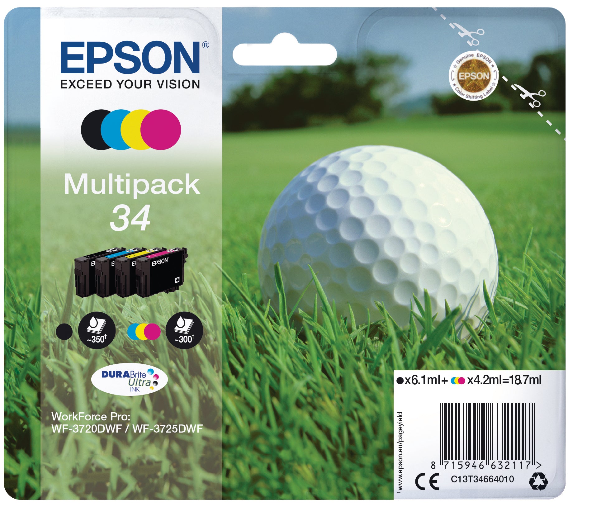 EPSON Multipack Encre CMYBK T346640 WF-3720/3725DWF 4-color