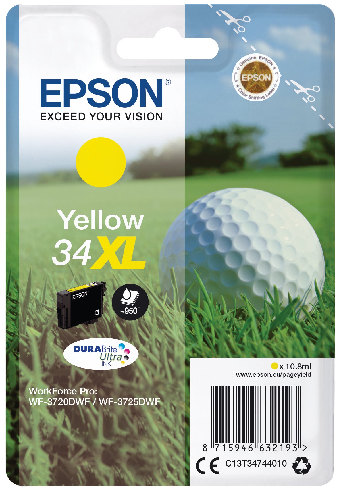 EPSON Cart. d'encre XL yellow T347440 WF-3720/3725DWF 950 pages