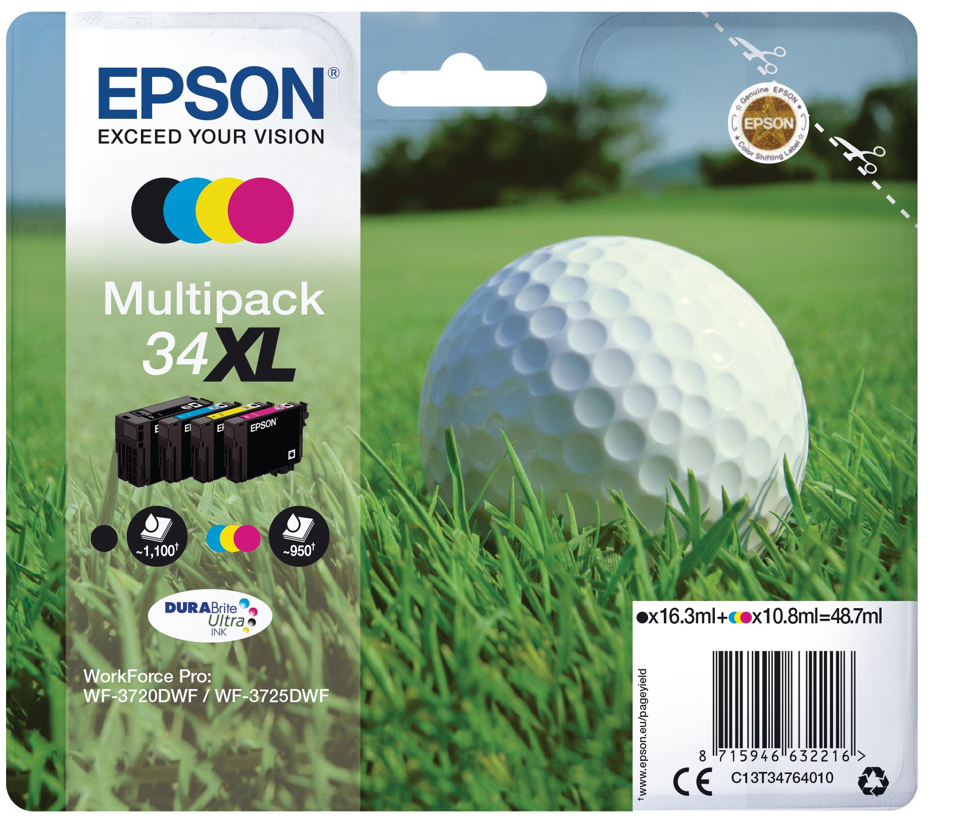 EPSON Multipack Encre XL CMYBK T347640 WF-3720/3725DWF 4-color