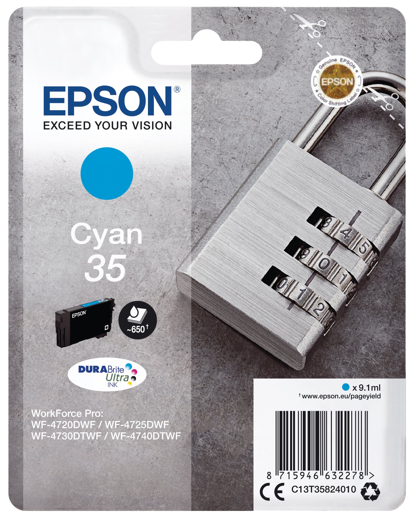 EPSON Cart. d'encre cyan T358240 WF-4720/4725DWF 650 pages