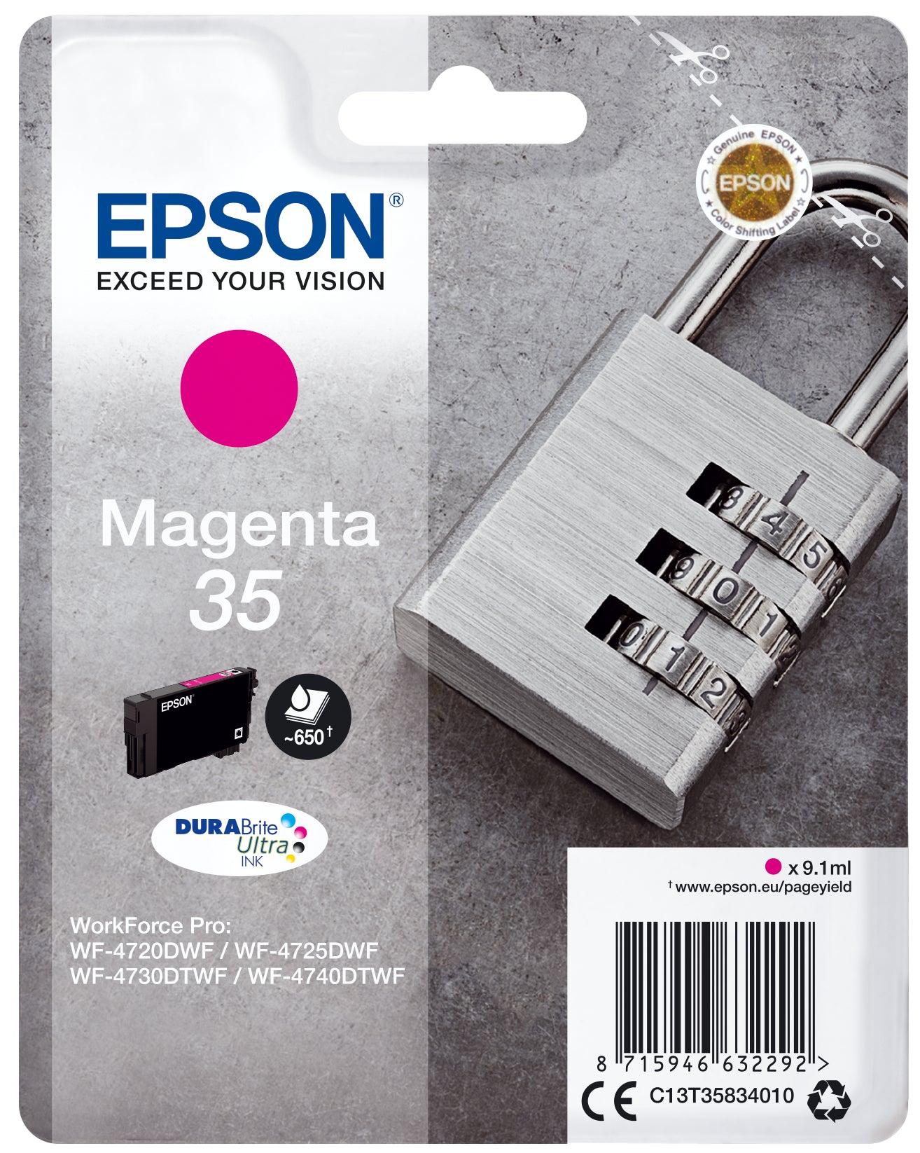 EPSON Cart. d'encre magenta T358340 WF-4720/4725DWF 650 pages