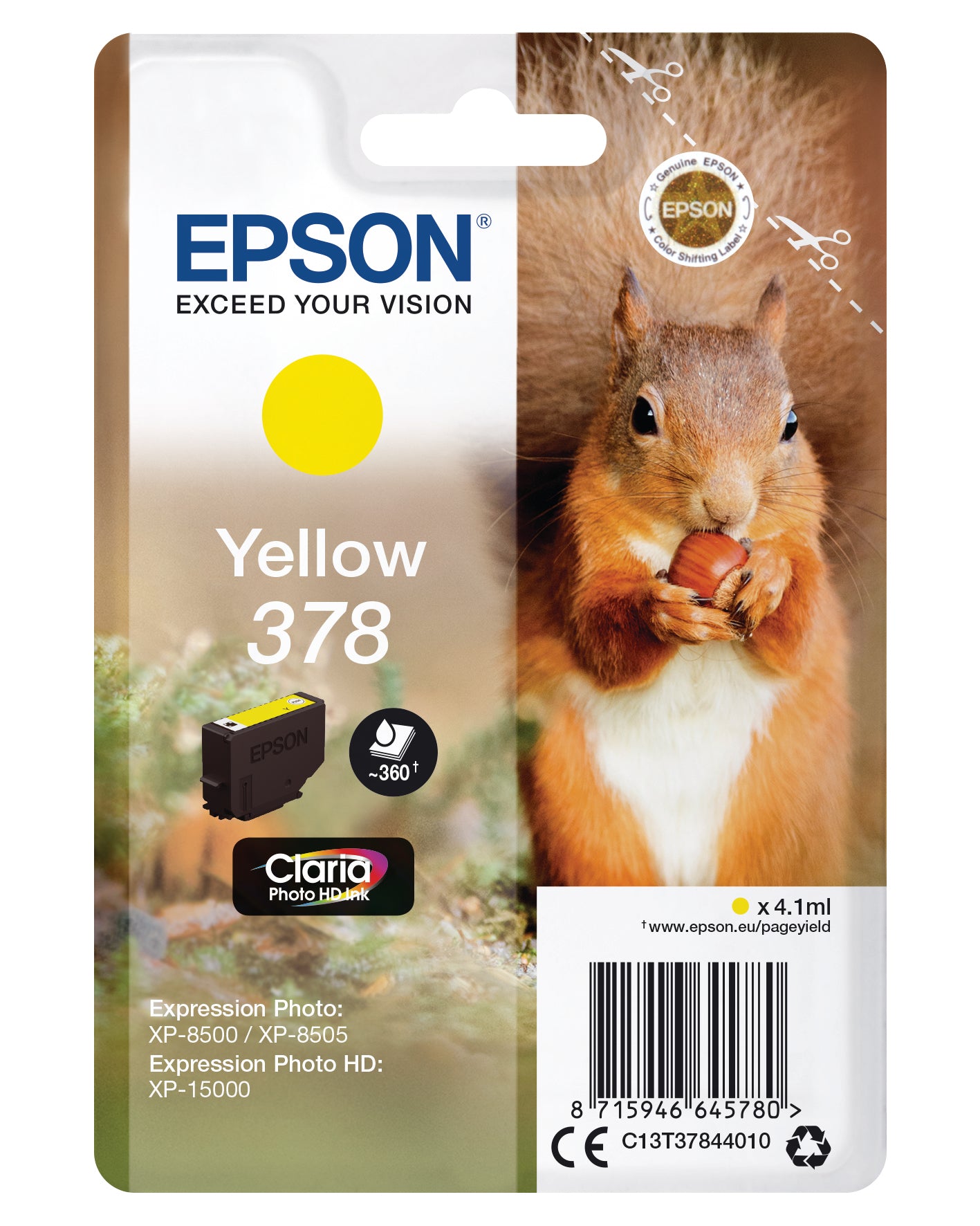 EPSON Cart. d'encre 378 yellow T378440 XP-8500/8505/15000 360 pages