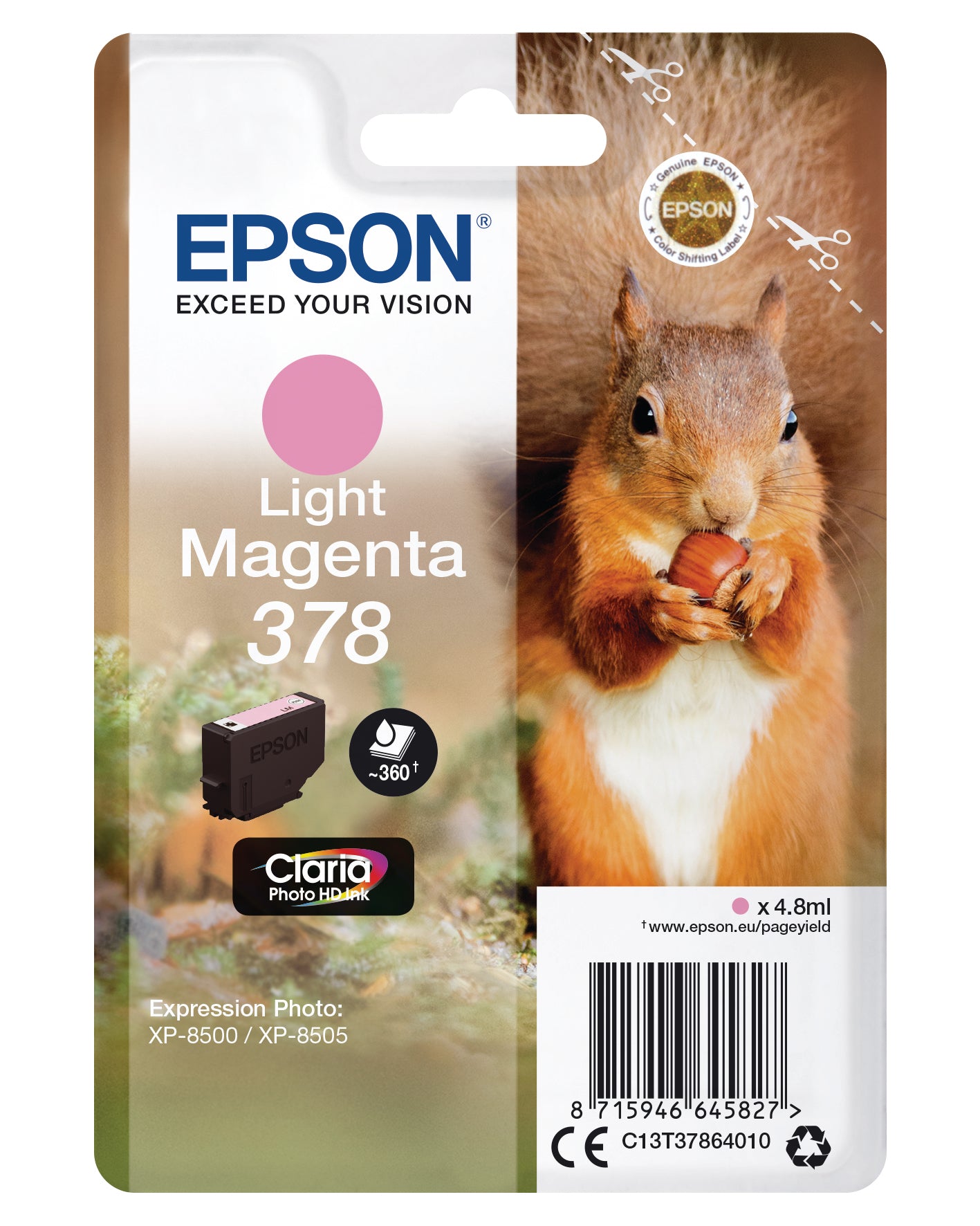 EPSON Cart. d'encre 378 li.magenta T378640 XP-8500/8505 360 pages