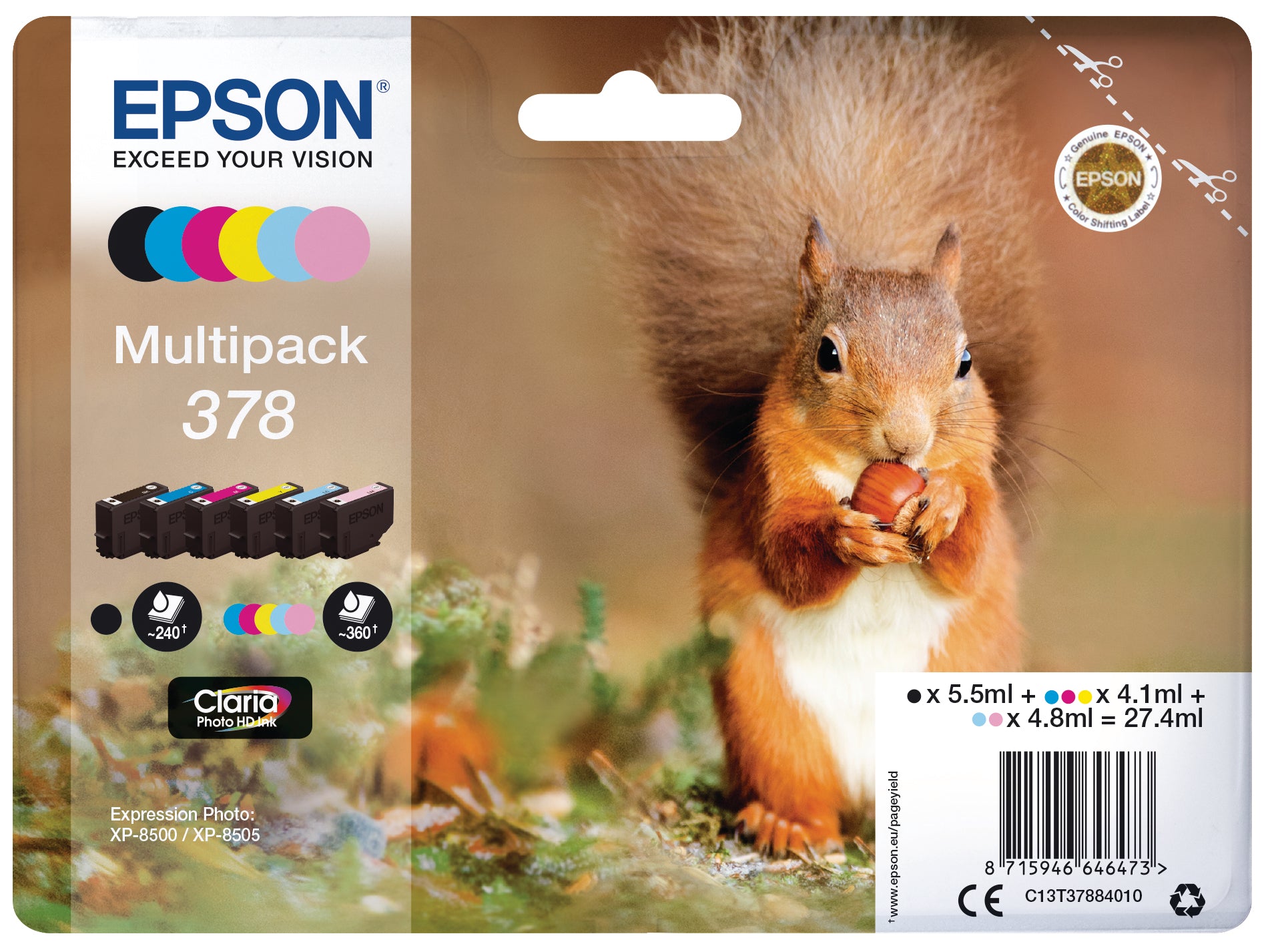 EPSON Multipack encre 378 6-color T378840 XP-8500/8505